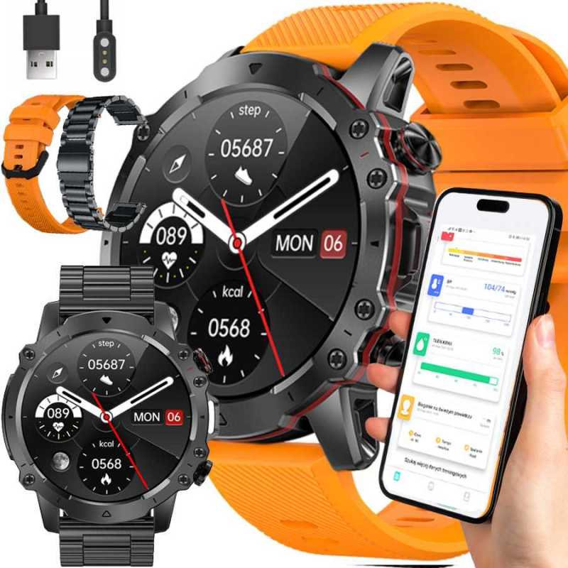 SMARTWATCH MEN'S WATCH CALLS HEART RATE BT 400mAh! BELT + BRACELET