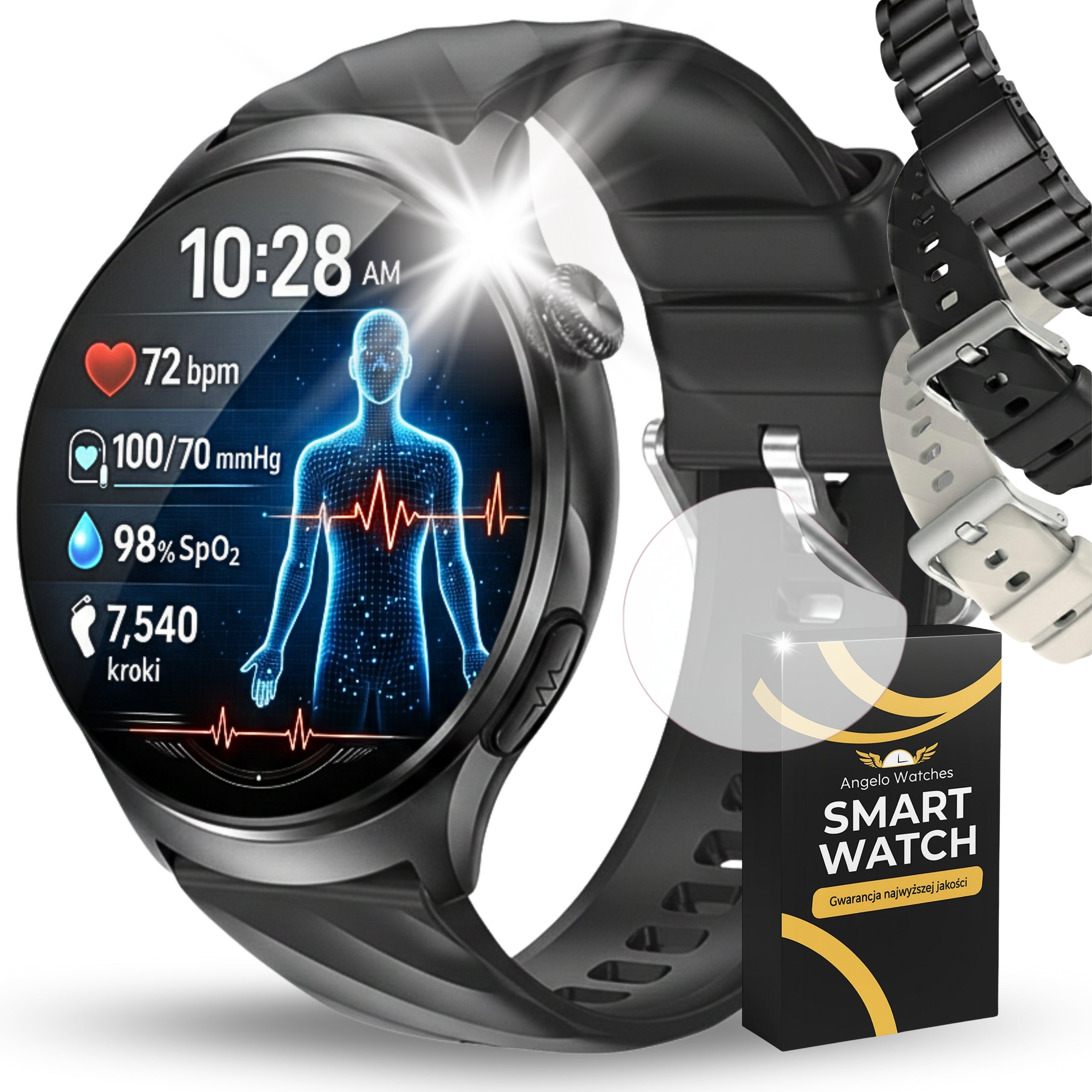 SMARTWATCH MEN'S WATCH CARDIOWATCH EKG HRV TALK SPORT PULSE MENU PL