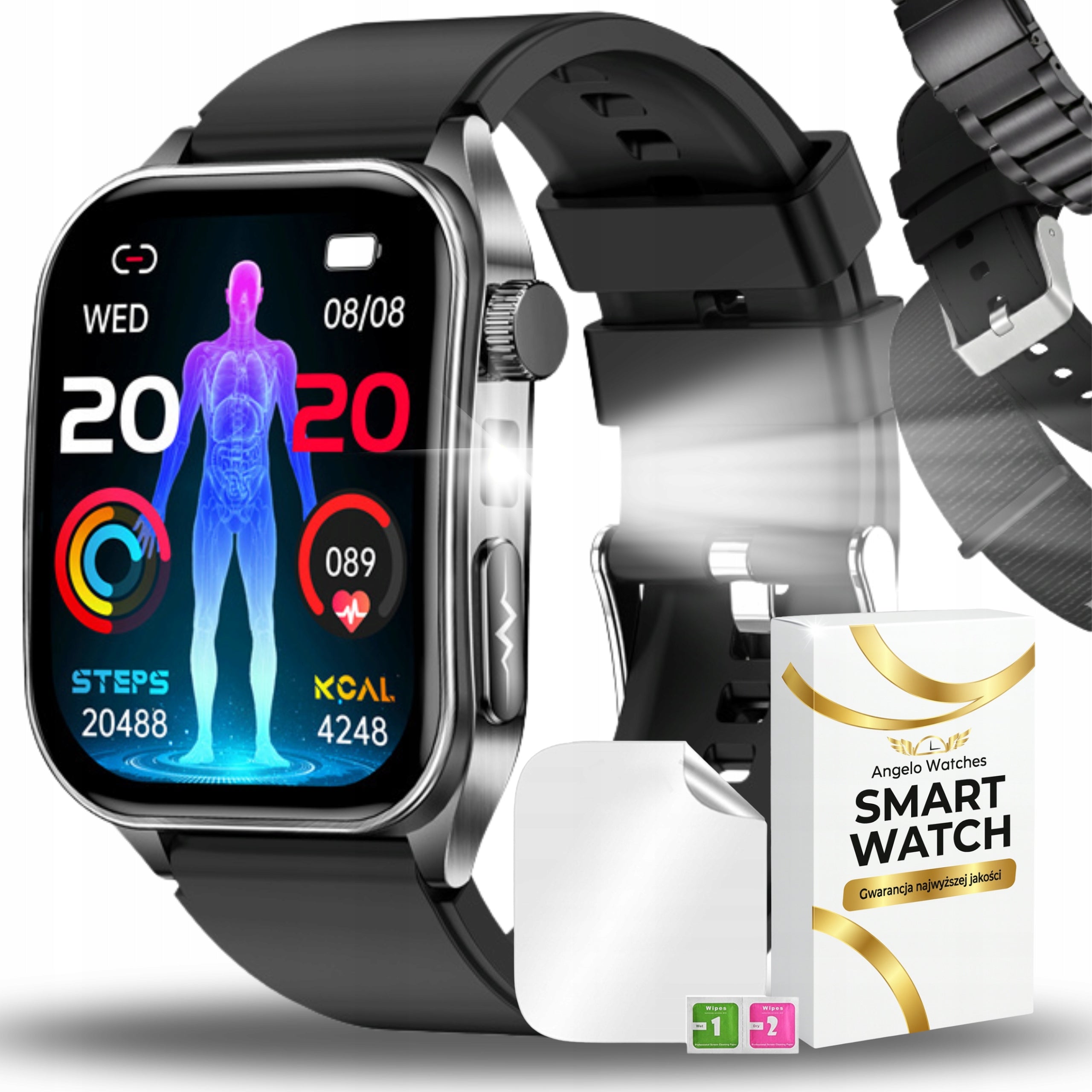 SMARTWATCH MEN'S WATCH CARDIOWATCH EKG TALK MENU PL LASER THERAPY