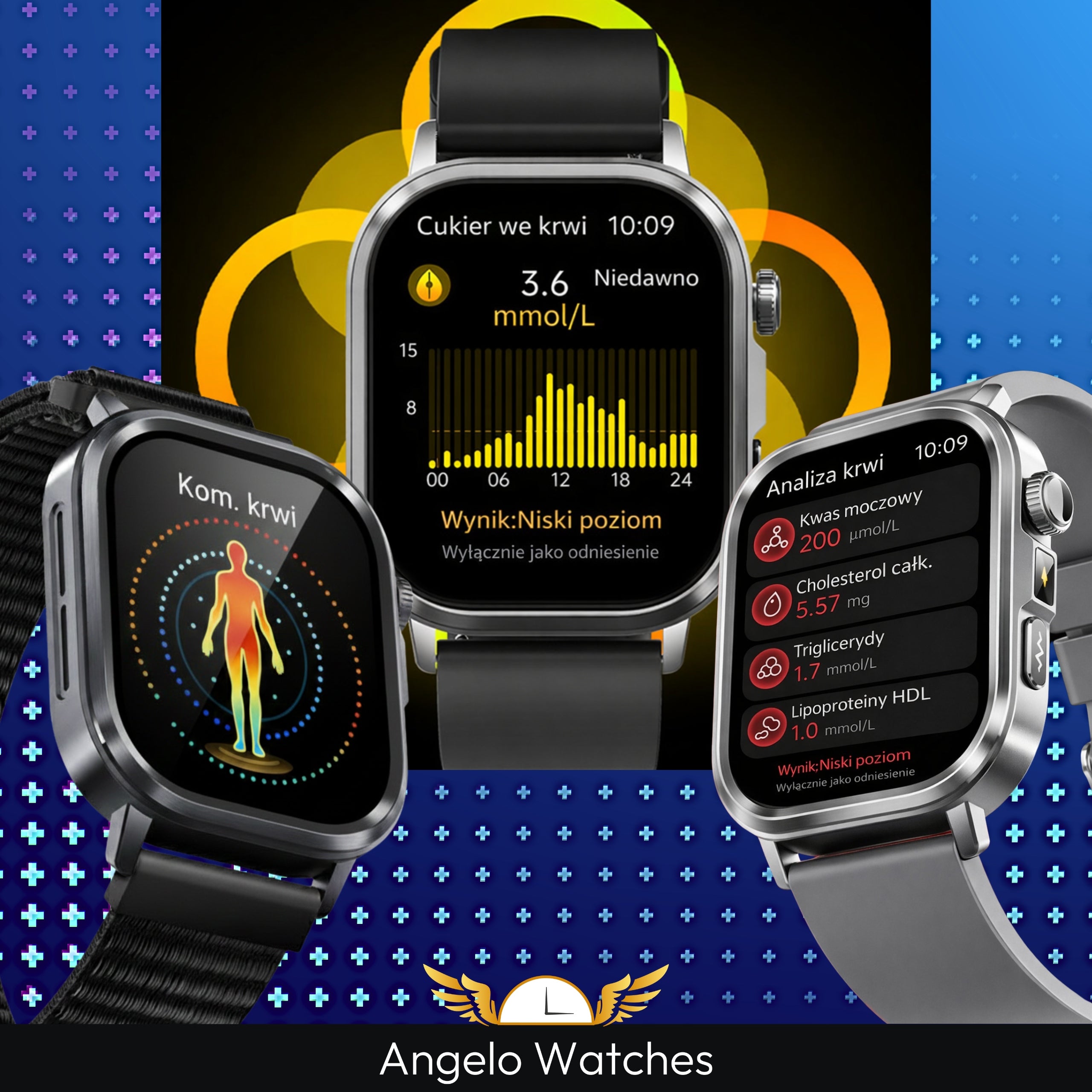 SMARTWATCH MEN'S WATCH CARDIOWATCH TALK PRESSURE EKG AMOLED MENU PL Brand Angelo Watches