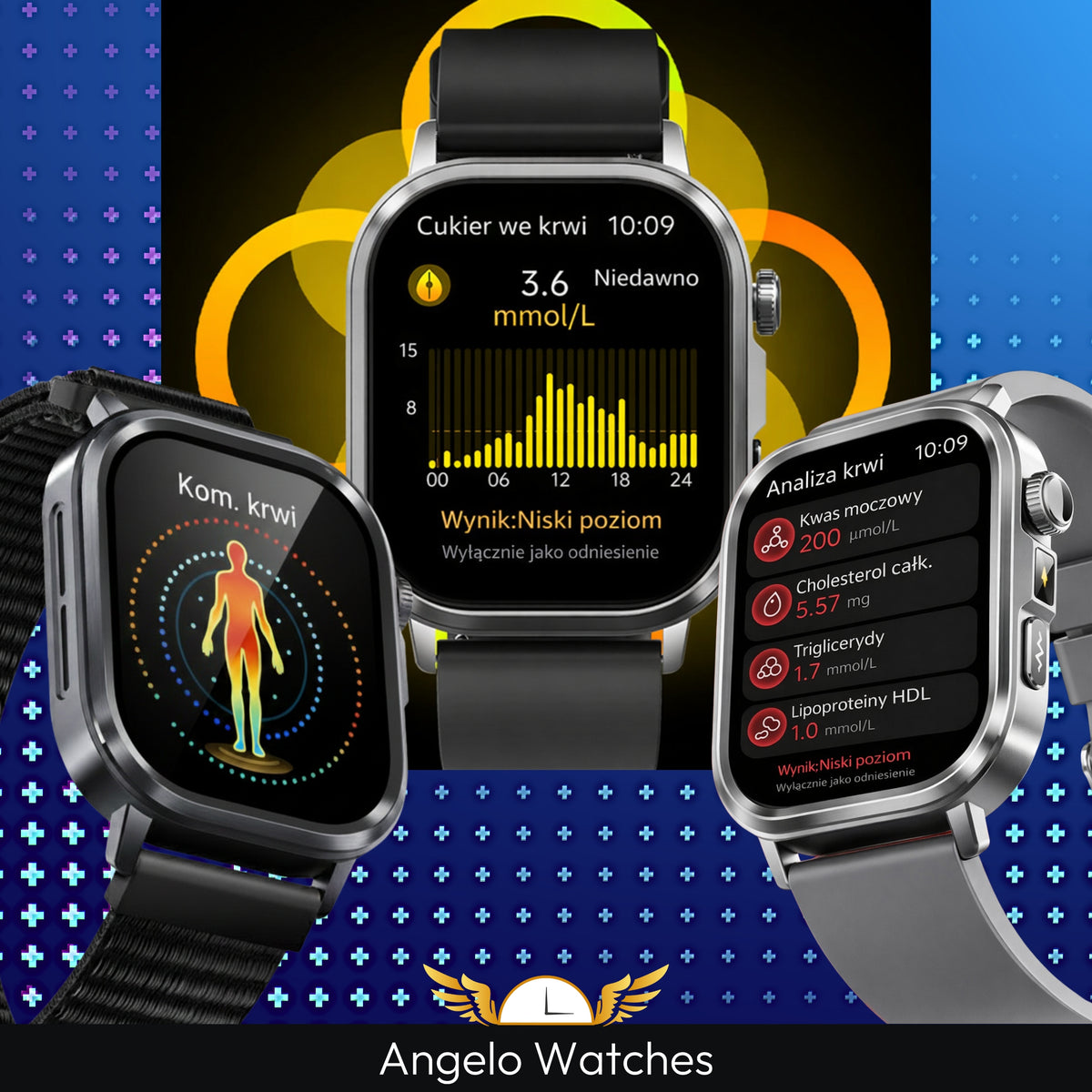 SMARTWATCH MEN'S WATCH CARDIOWATCH TALK PRESSURE EKG AMOLED MENU PL Brand Angelo Watches