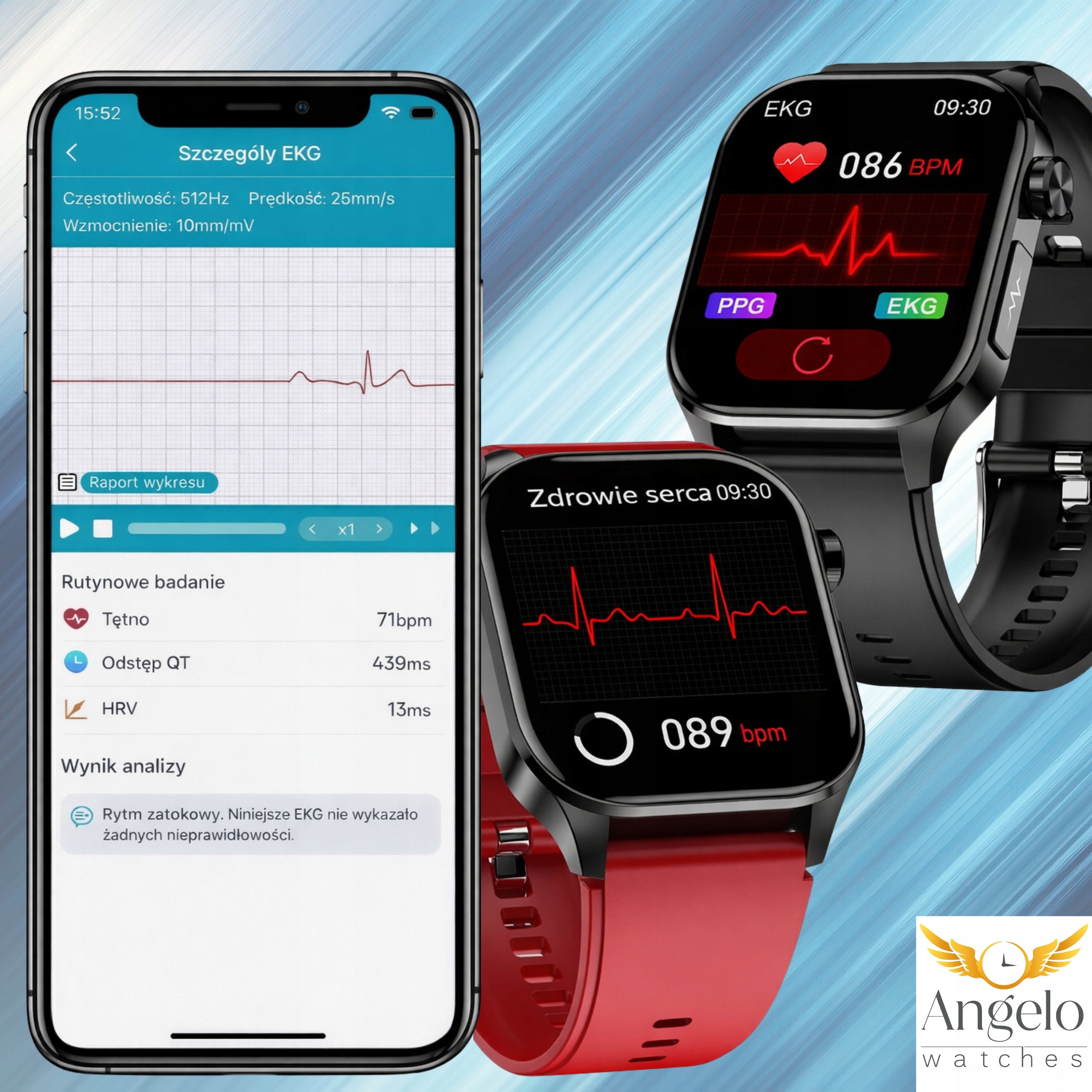 SMARTWATCH MEN'S WATCH CARDIOWATCH TALK PRESSURE EKG AMOLED MENU PL Brand Angelo Watches