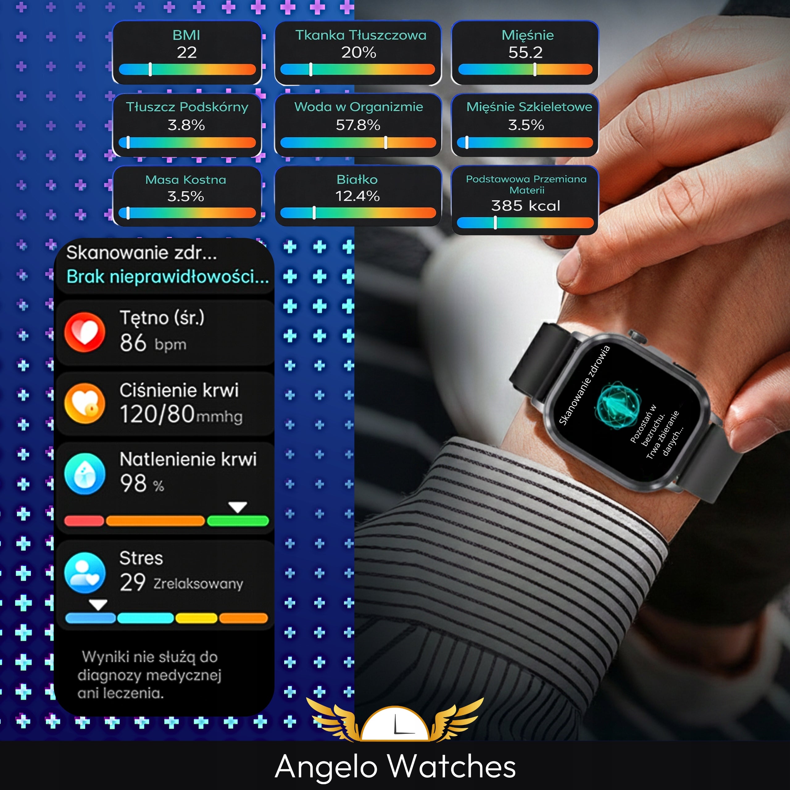 SMARTWATCH MEN'S WATCH CARDIOWATCH TALK PRESSURE EKG AMOLED MENU PL Packaging status original