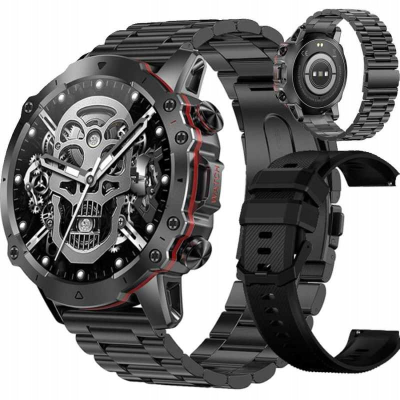 SMARTWATCH MEN'S WATCH CONVERSATION PULSE HEART RATE BT 400mAh STRAP+ BRACELET Color black