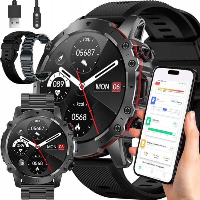SMARTWATCH MEN'S WATCH CONVERSATION PULSE HEART RATE BT 400mAh STRAP+ BRACELET