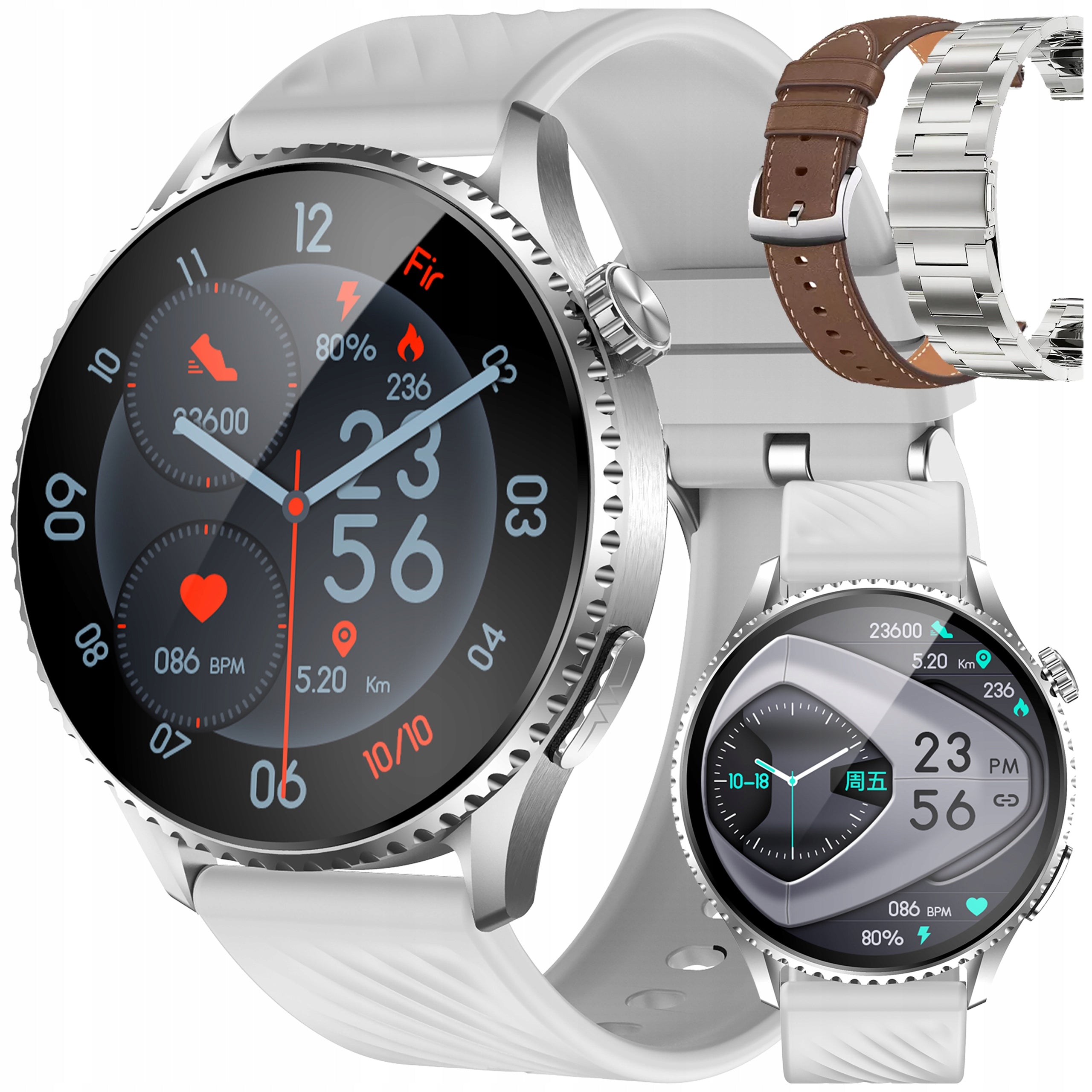 SMARTWATCH MEN'S WATCH EKG PULSE PRESSURE SLEEP MONITOR AMOLED 3 STRIPES PL