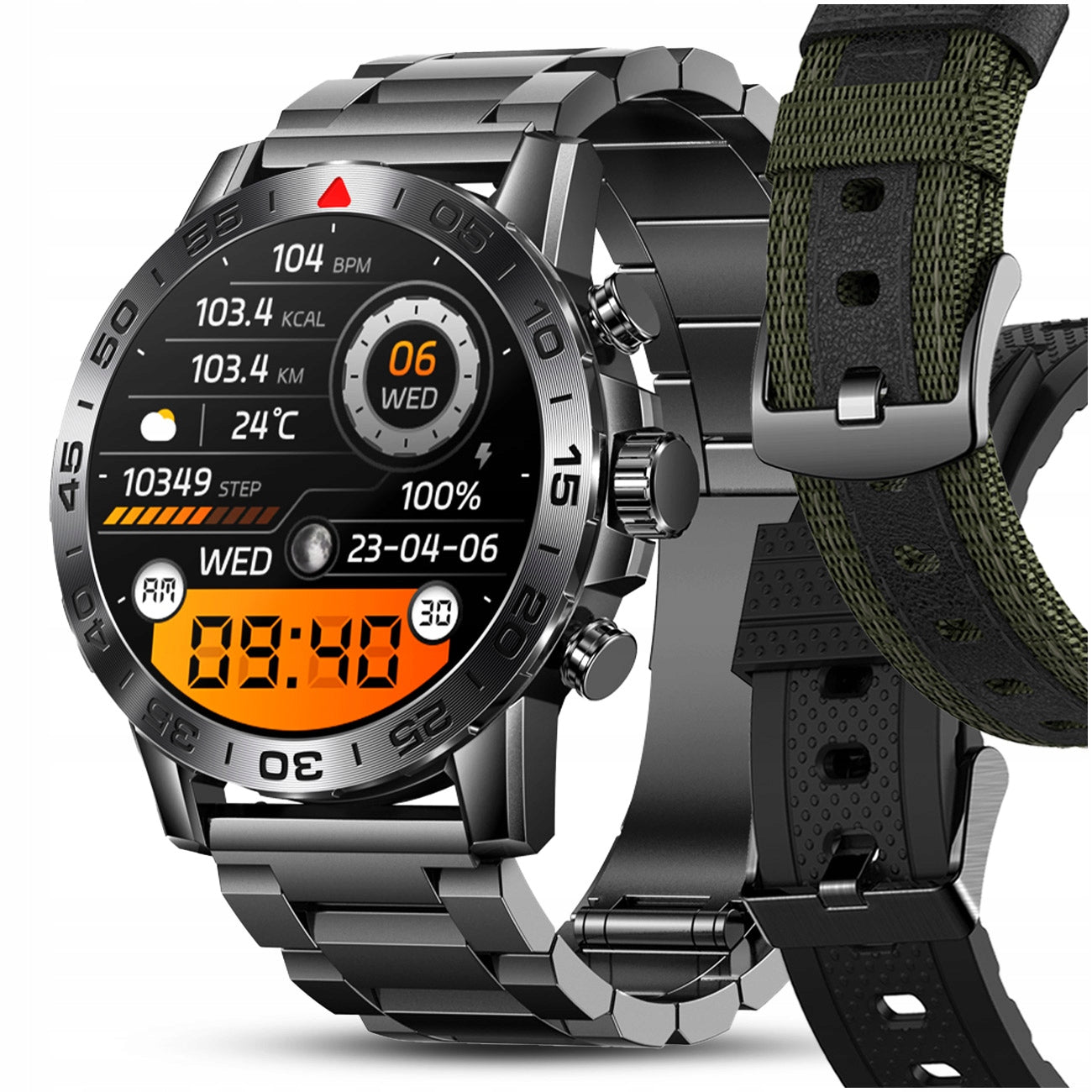 SMARTWATCH MEN'S WATCH POLISH MENU HEART RATE MONITOR 3 STRIPS