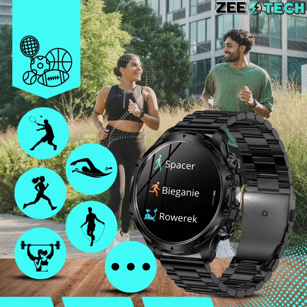 SMARTWATCH MEN'S WATCH TALK POLISH MENU LARGE WITH BRACELET FLASHLIGHT Packaging status original