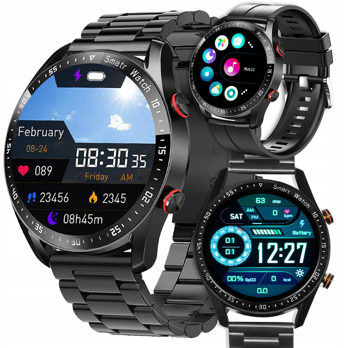 SMARTWATCH MEN'S WATCH WATERPROOF CONVERSATION HEART RATE SATURATION EKG SPORT PL Packaging status original
