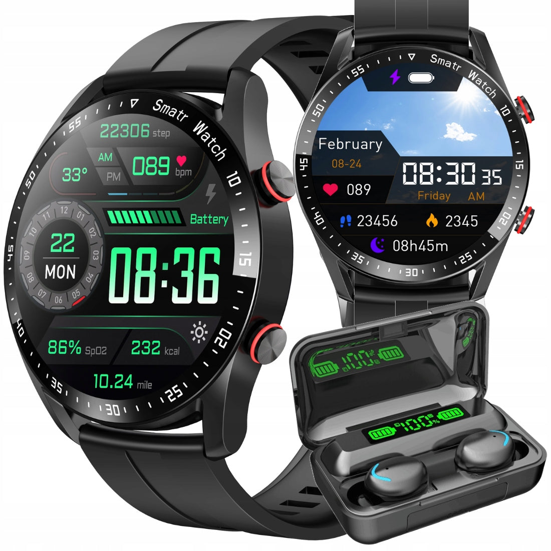 SMARTWATCH MEN'S WATCH WATERPROOF CONVERSATION HEART RATE SATURATION EKG SPORT PL