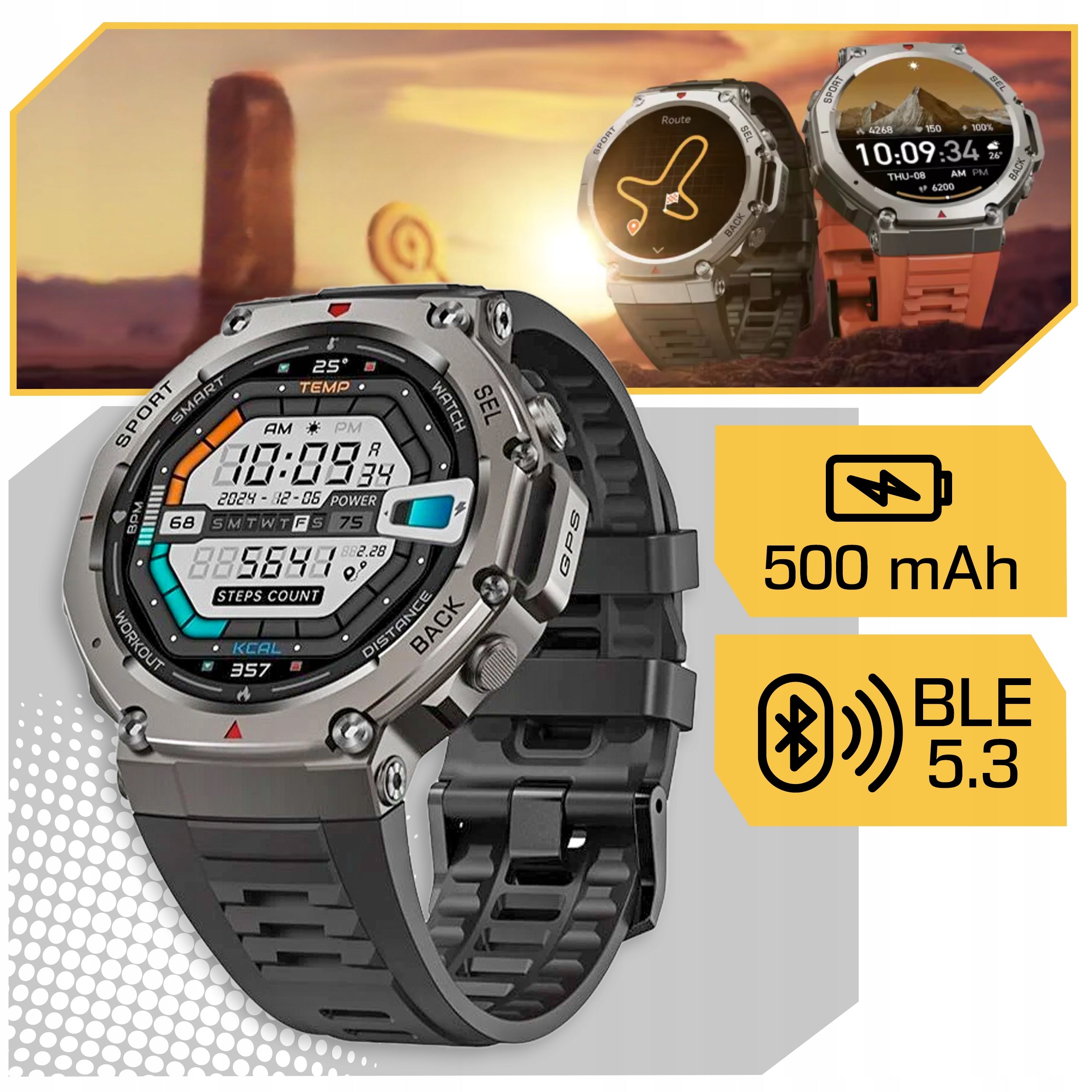 SMARTWATCH MEN'S WATCH WATERPROOF GPS MENU POLISH TALK SPORT AMOLED EAN (GTIN) 5906700047558