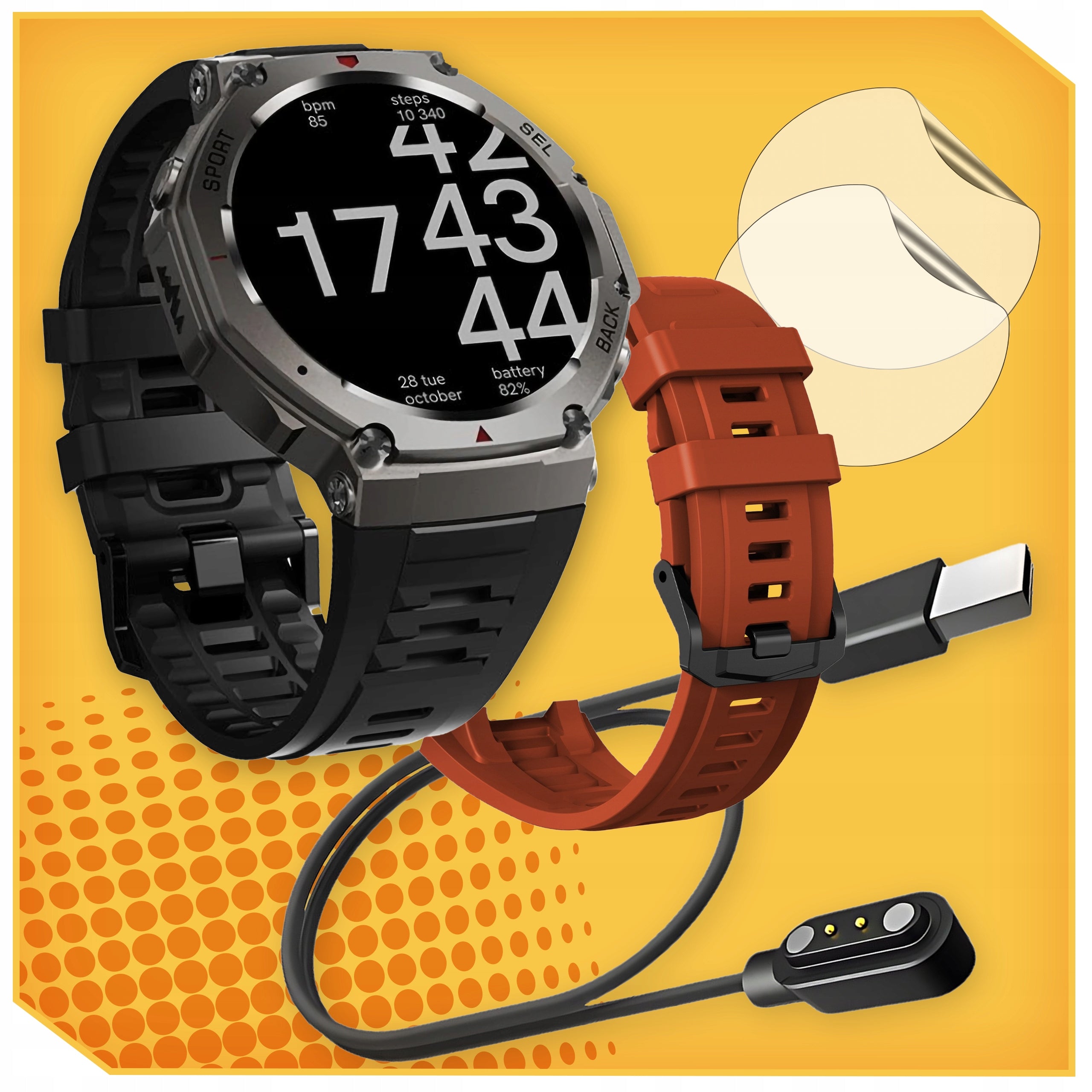 SMARTWATCH MEN'S WATCH WATERPROOF GPS MENU POLISH TALK SPORT AMOLED Packaging status original