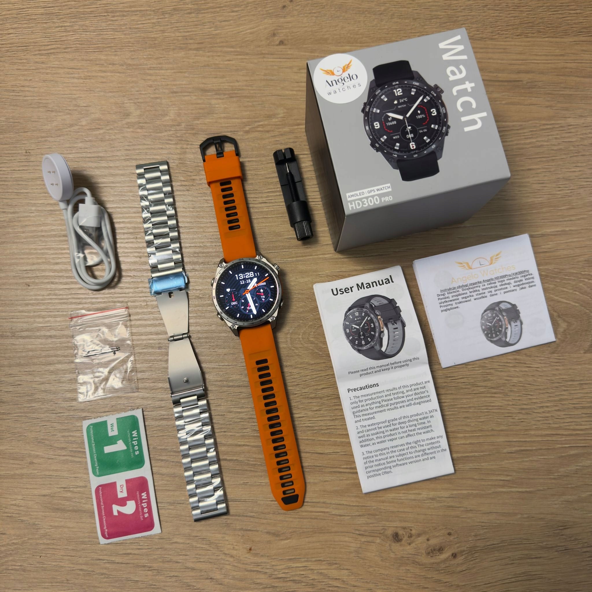 SMARTWATCH MEN'S WATCH WATERPROOF TALK MENU PL SPORT GPS WATCH 3ATM Packaging status original