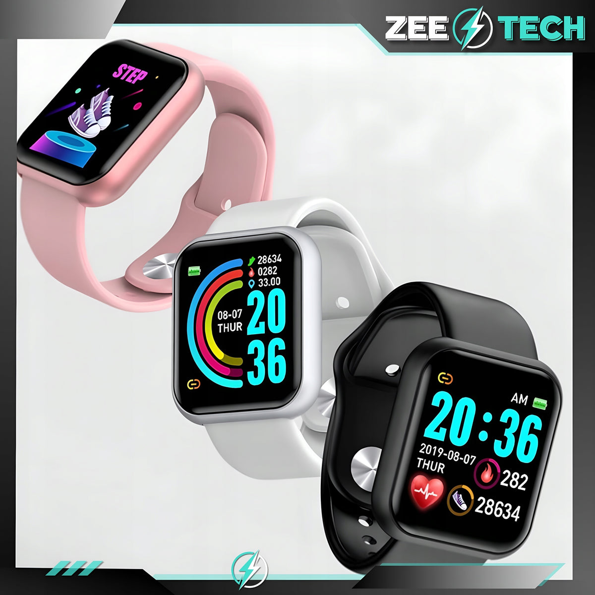 SMARTWATCH MEN'S WATCH WOMEN'S SPORTS BAND PULSE PRESSURE STEPS SLEEP Color pink