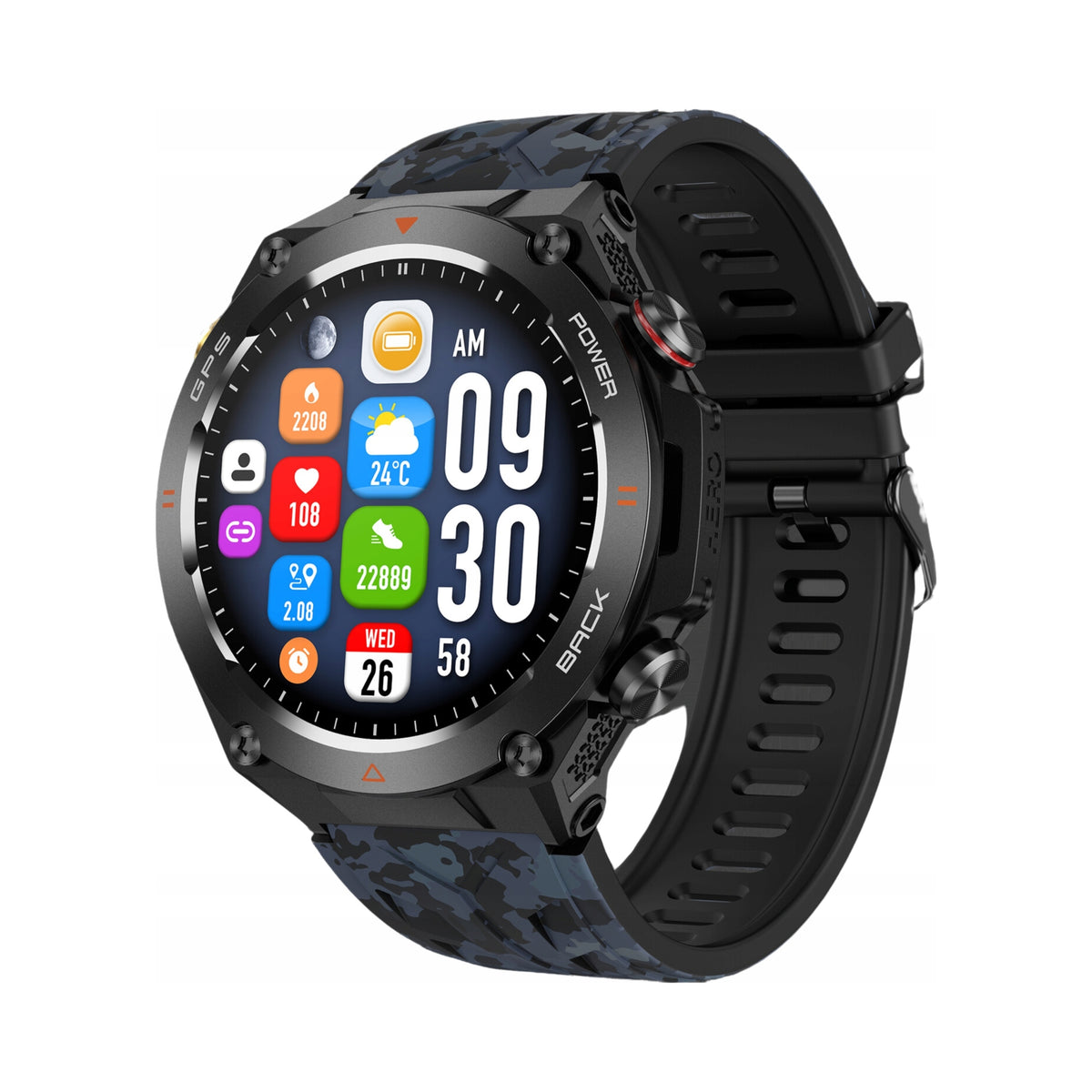 SMARTWATCH MEN'S WATERPROOF GPS SPORT SMART WATCH TALK PULSE BP MENU PL