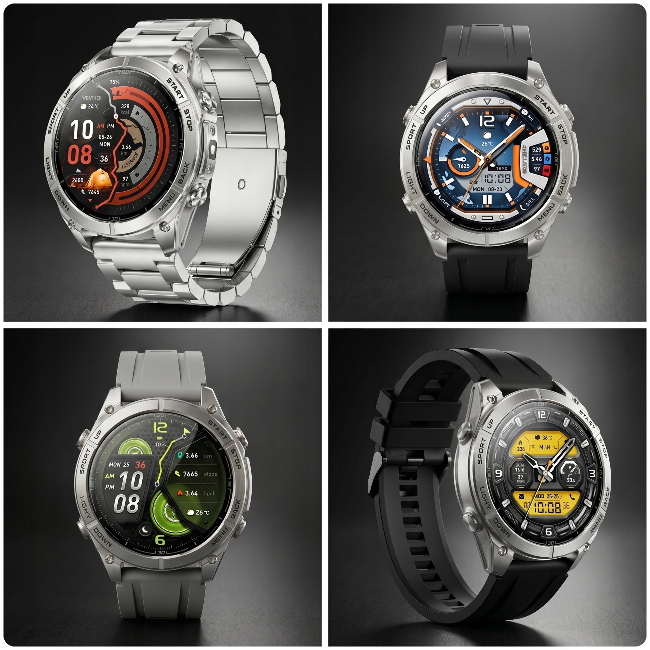 SMARTWATCH MEN'S WATERPROOF IP69K DUAL GPS MAP COMPASS FLASHLIGHT VOICE RECORDER AI Packaging status original