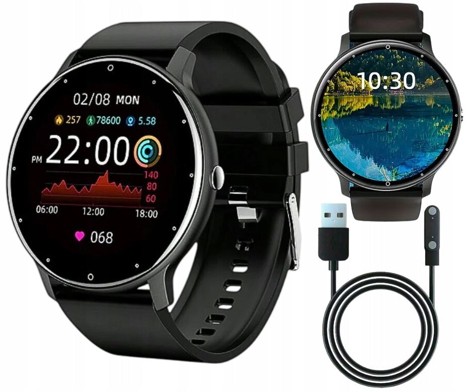 SMARTWATCH MEN'S WOMEN'S WATCH BLACK SPORTS BLUETOOTH FITNESS CALLS