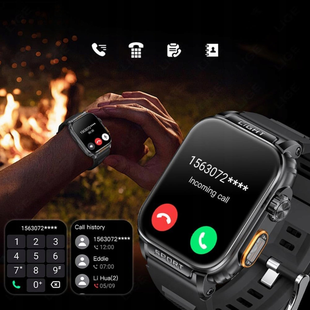 SMARTWATCH P5 1,91" BLUETOOTH TALKING FLASHLIGHT IP68 100+ MODES BLACK Brand no brand