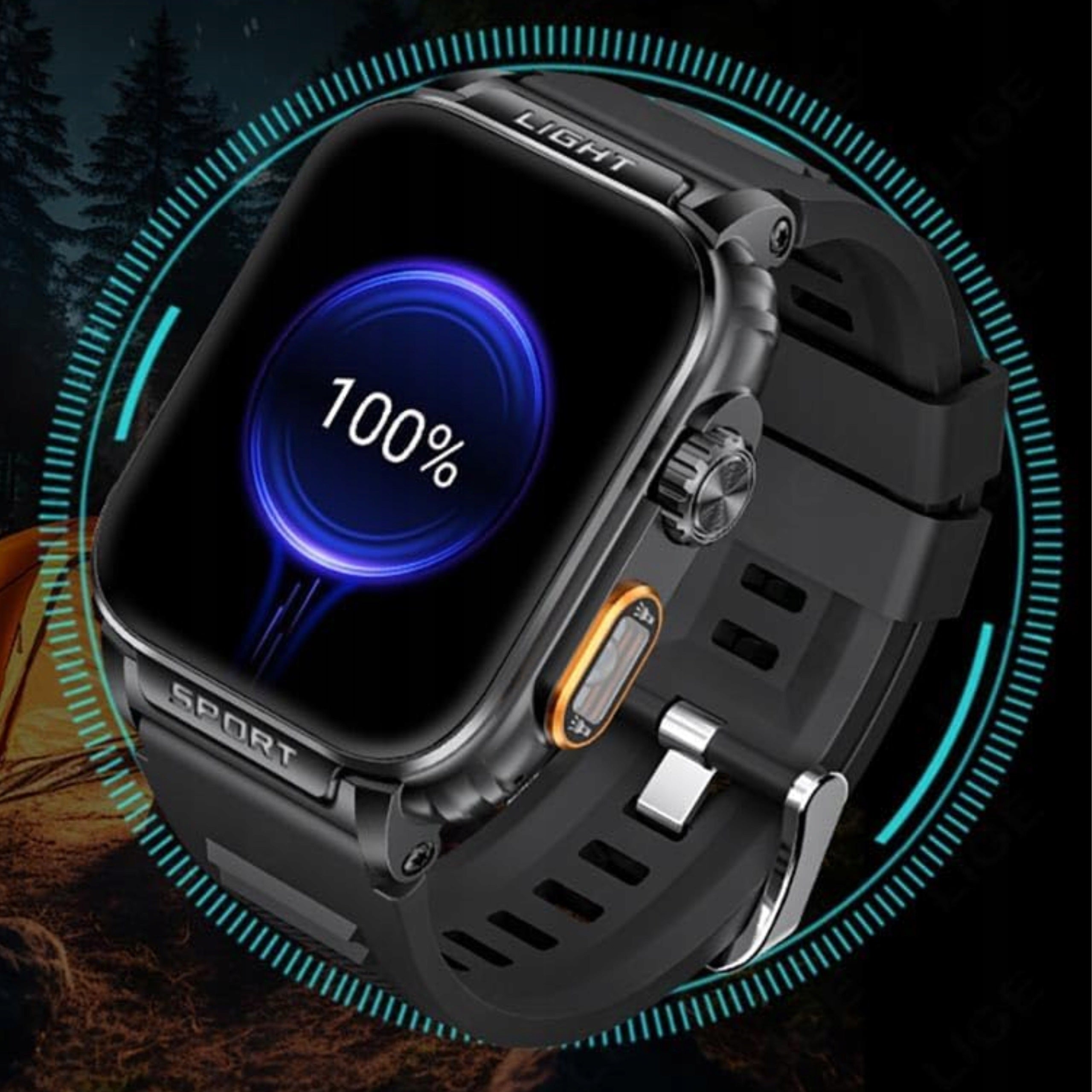 SMARTWATCH P5 1,91" BLUETOOTH TALKING FLASHLIGHT IP68 100+ MODES BLACK Packaging status original