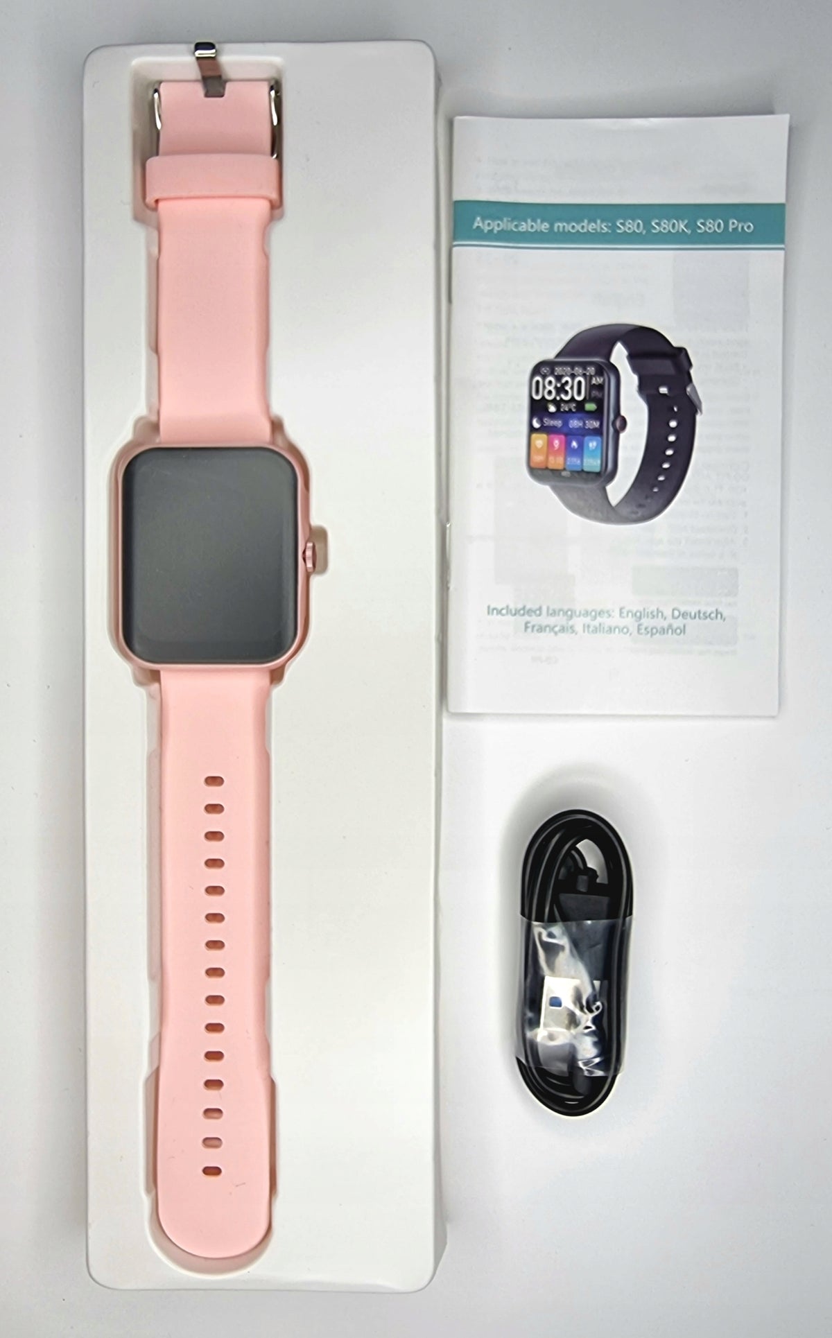SMARTWATCH S80K 1,83 INCH HD PINK HEART RATE BLOOD PRESSURE SPO2 SUPER MENU Manufacturer code s80k PINK
