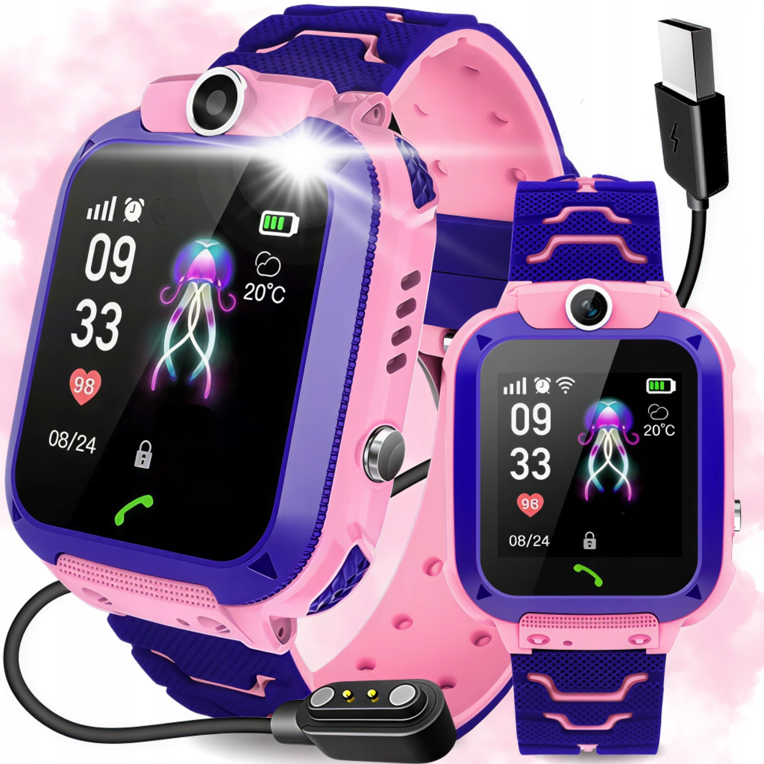 SMARTWATCH SIM LOCATOR WATCH Polish FOR CHILD SMART WATCH PINK