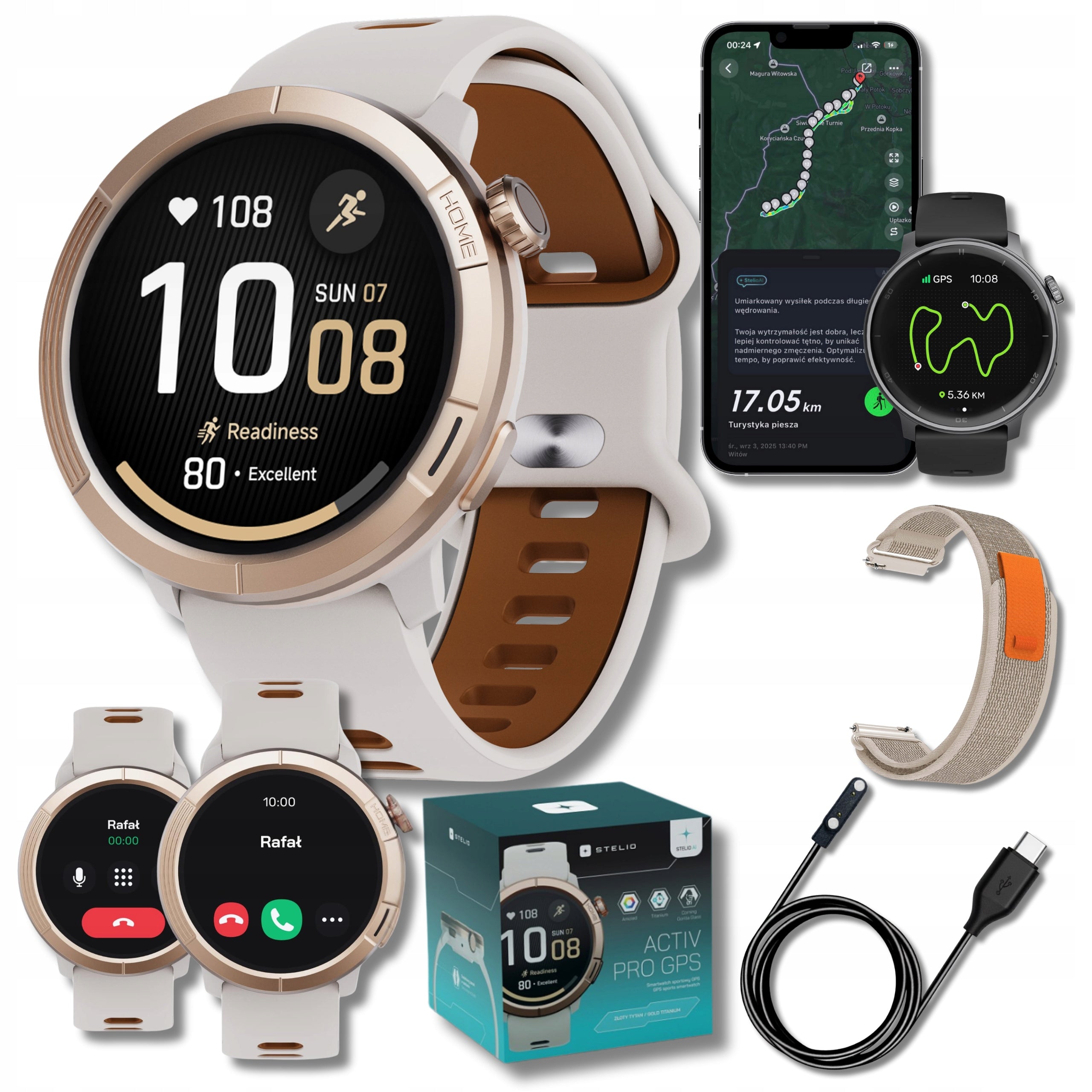SMARTWATCH Sports Watch PRO AI 46mm GPS AMOLED Gold TALK Titanium