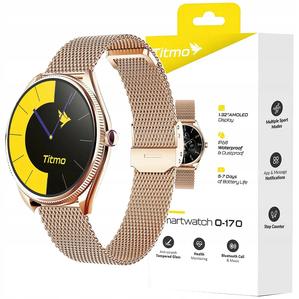 SMARTWATCH Titmo O-170 SPORTS WATERPROOF BLUETOOTH CALLS PEDOMETER