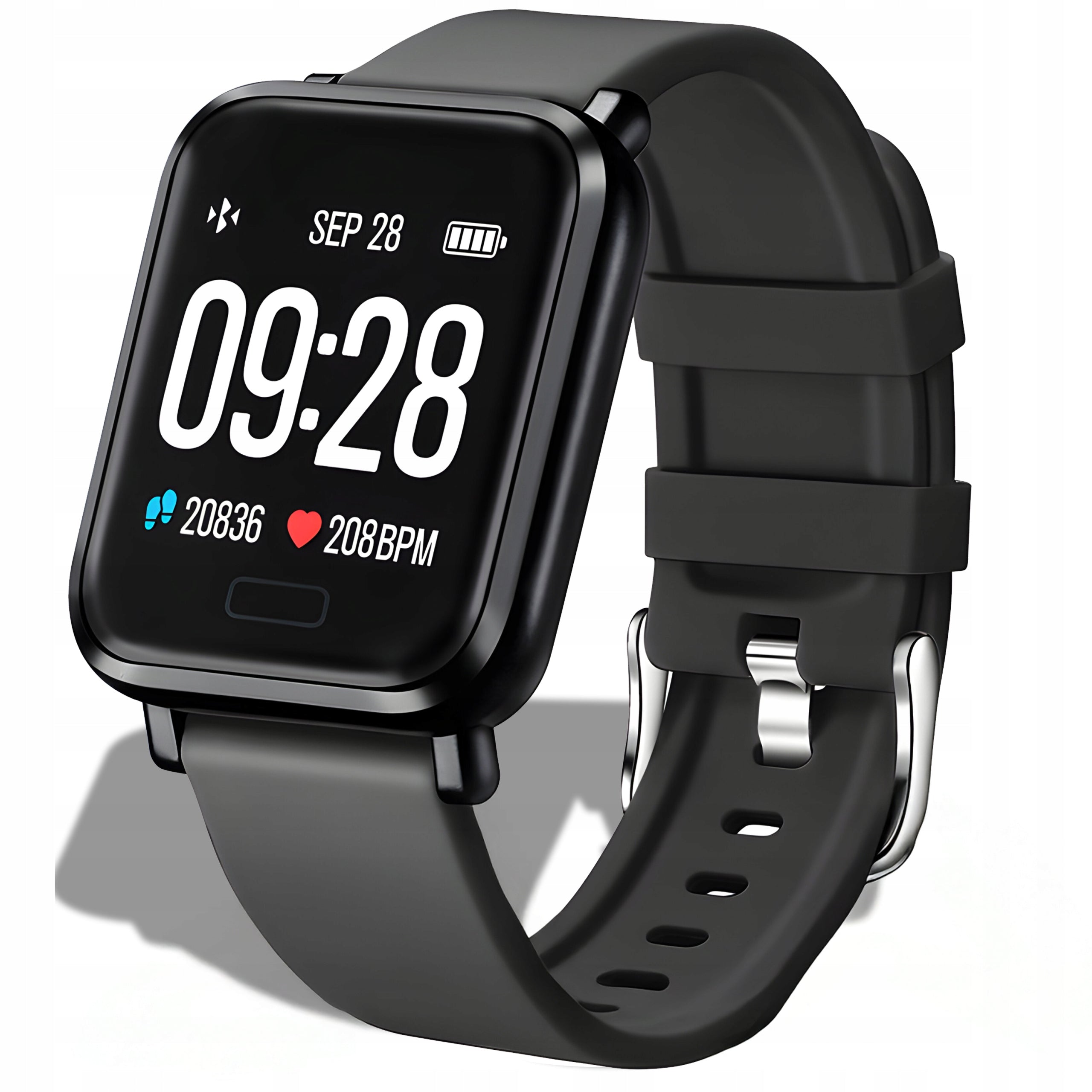 SMARTWATCH WATCH BLACK WATERPROOF SPORT PULSE PRESSURE NOTIFICATION Packaging status original