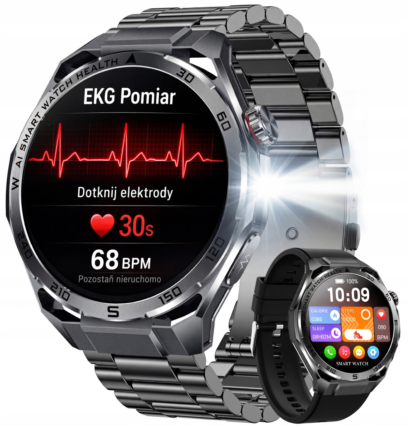 SMARTWATCH WATCH EKG FLASHLIGHT PPG BLOOD PRESSURE MONITOR GLUCOSE TALK HRV