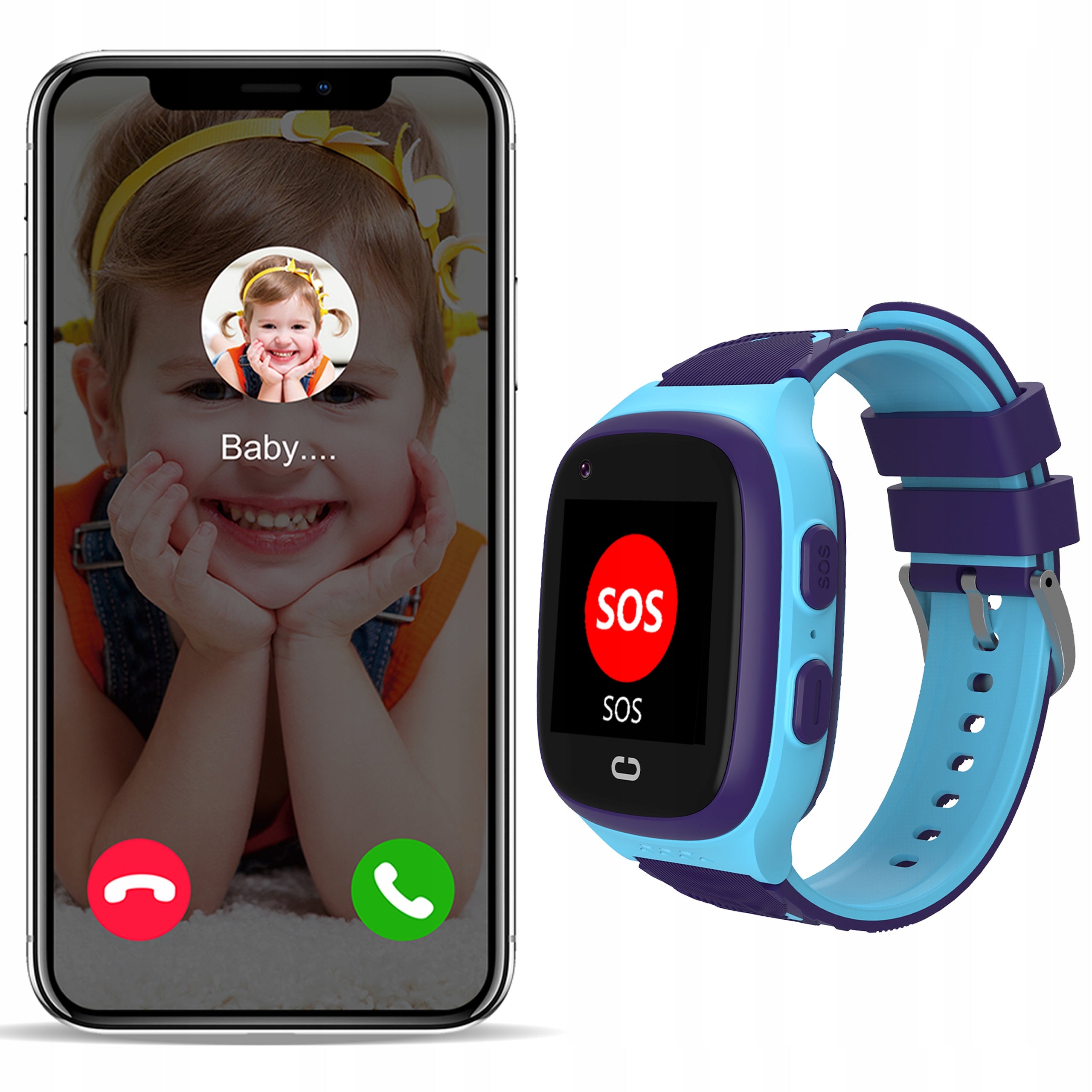 SMARTWATCH WATCH FOR CHILDREN SIM PHONE VIDEO CALL GPS SMS BLUE Manufacturer code 89-015#