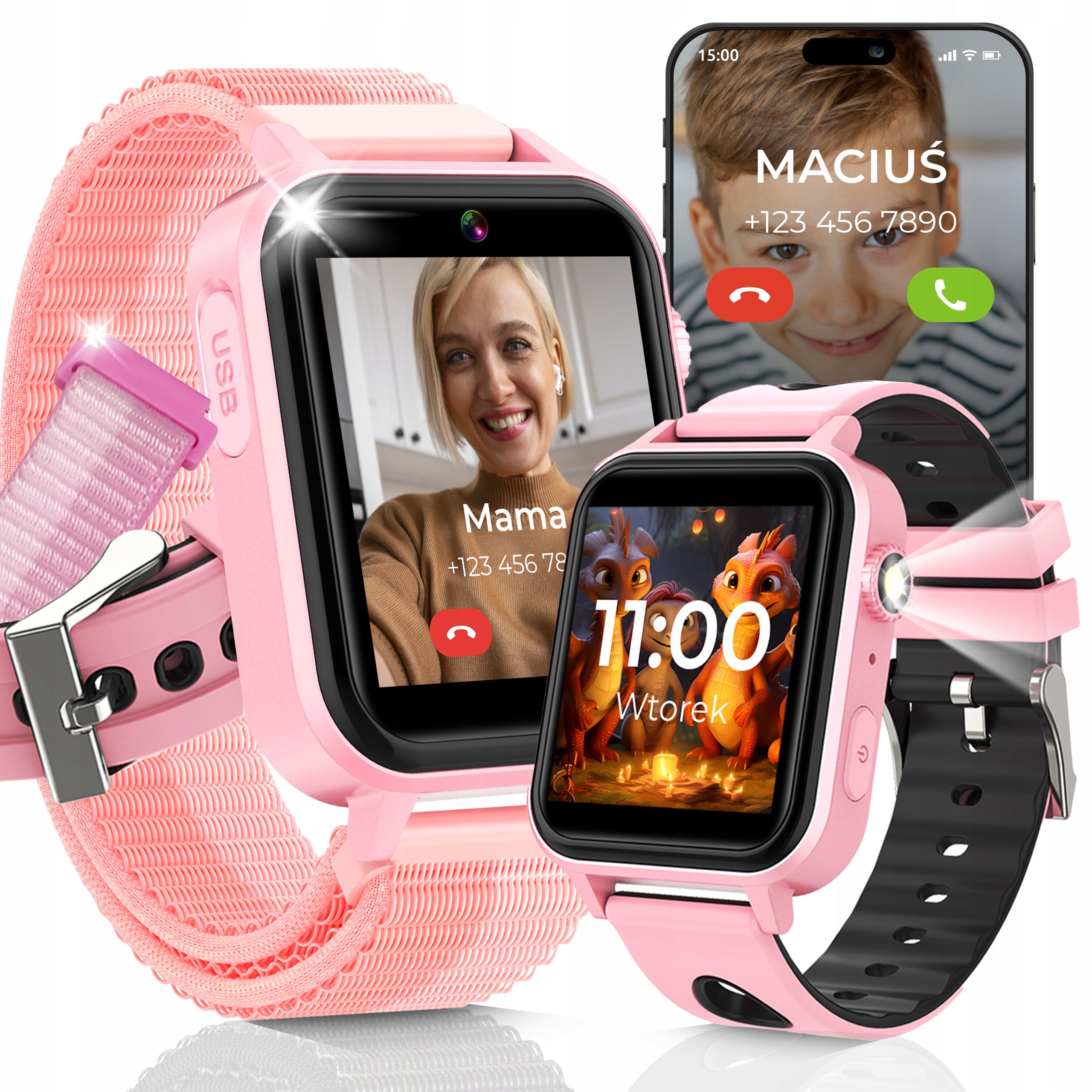 SMARTWATCH WATCH PHONE FOR CHILDREN TALK MUSIC GAMES FLASHLIGHT PEDOMETER