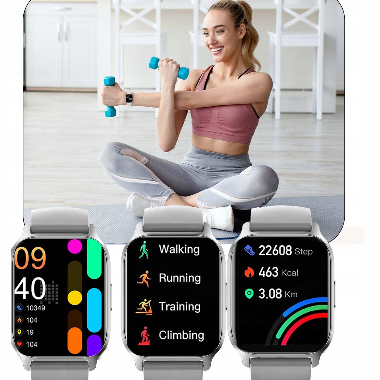 SMARTWATCH WATCH POLISH MENU TALK SMART WATCH WOMEN SILVER Brand Smart-Trend