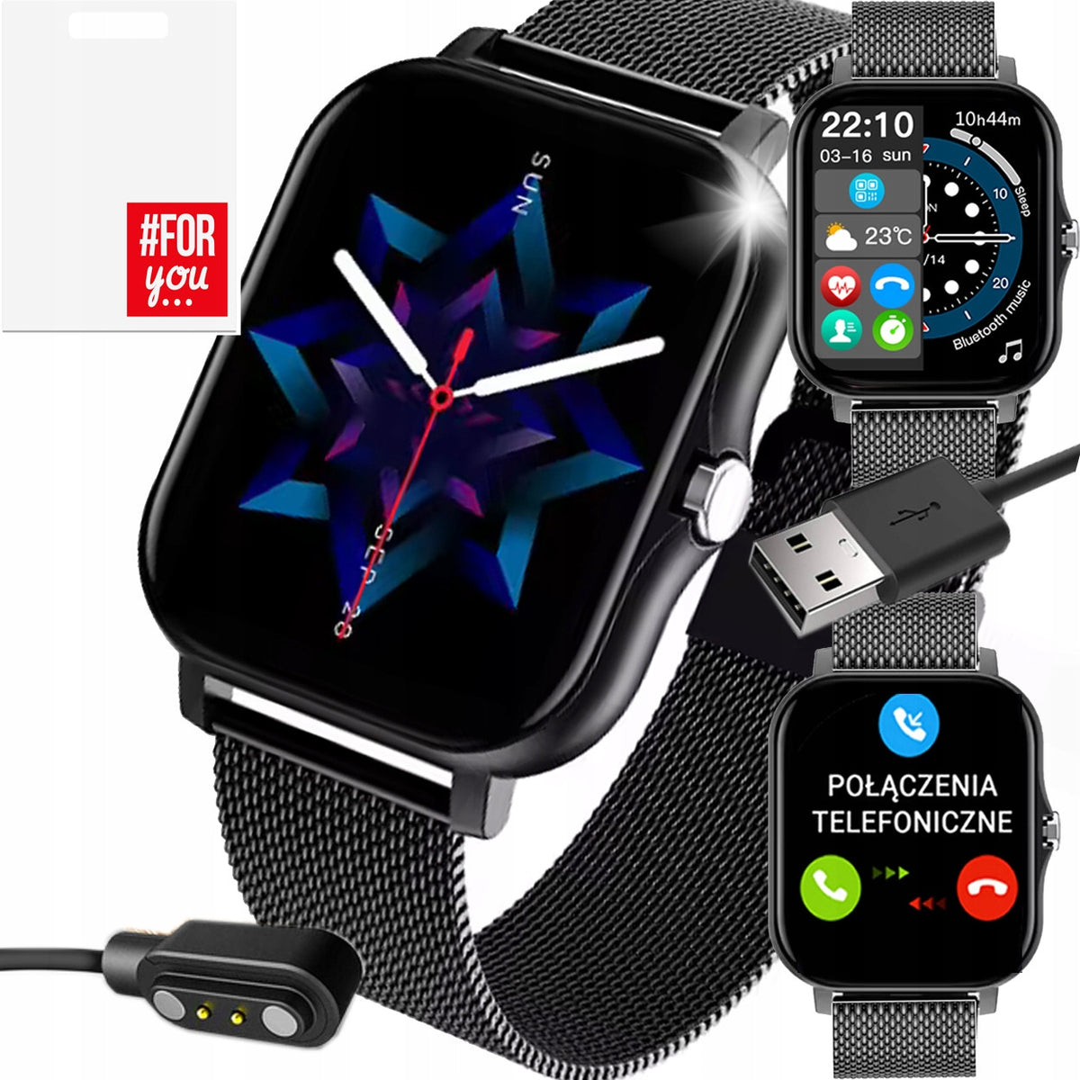 SMARTWATCH WATCH POLISH MENU TALK SPORT SMART WATCH WOMEN BLACK
