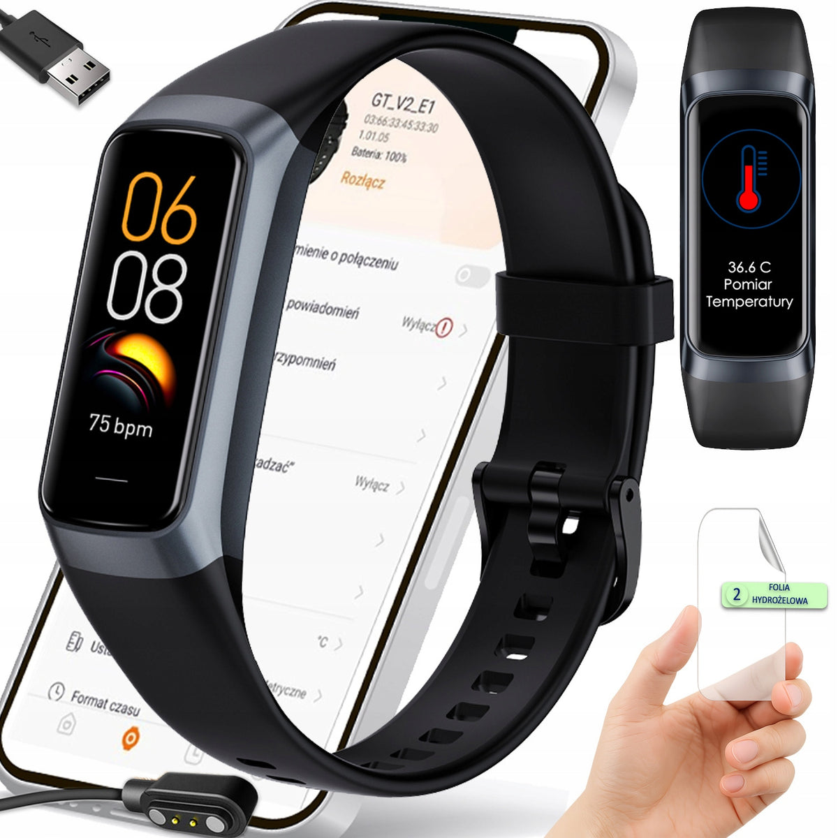 SMARTWATCH WATCH PULSE SPORT WOMEN'S FIT AMOLED POLISH MENU TEMPERATURE