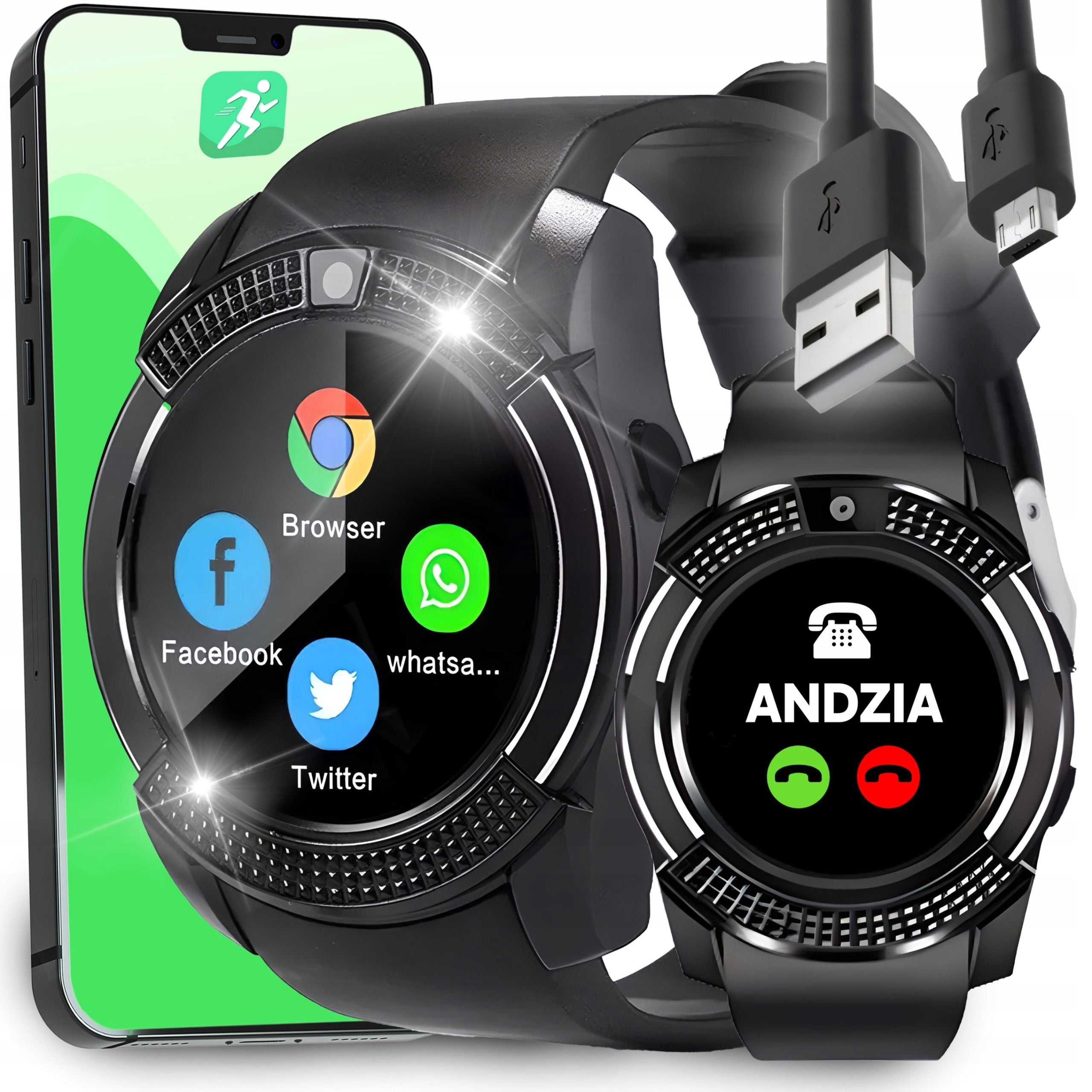 SMARTWATCH WATCH SIM CARD SD SCREEN IPS CAMERA MICROPHONE CONNECTION SPORT