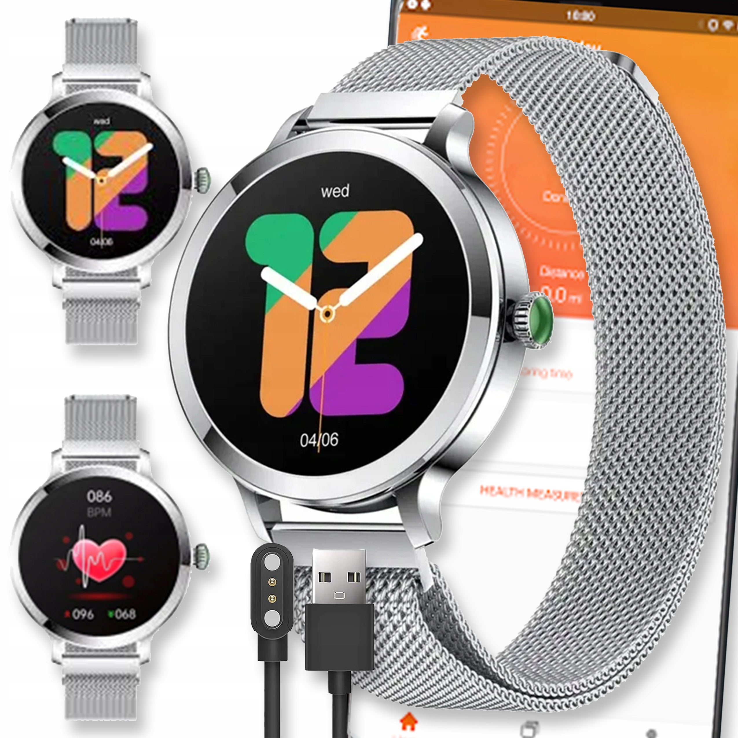 SMARTWATCH WATCH WOMEN MENU PL POLISH CALLS AMOLED SPORT PULS