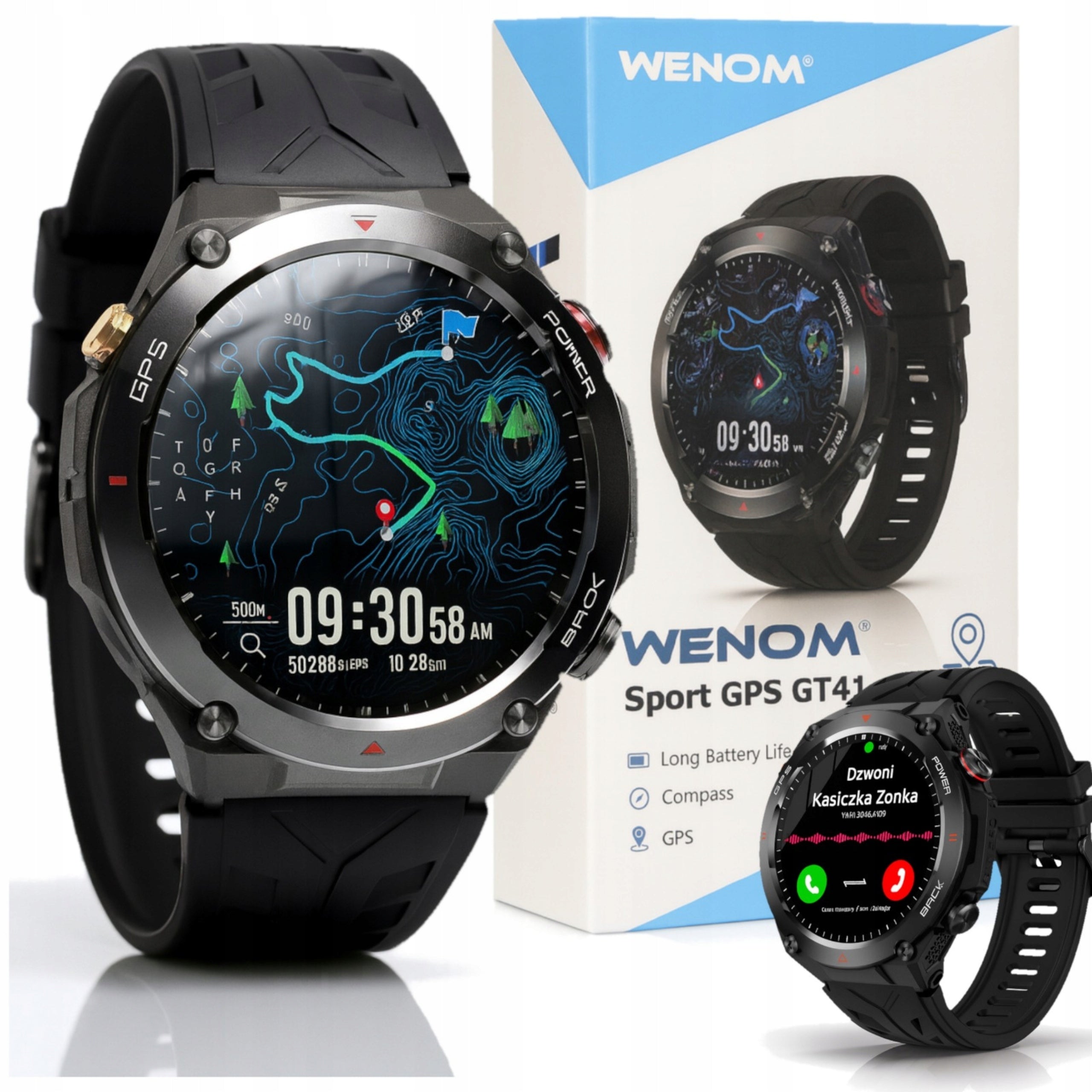 SMARTWATCH WENOM GPS Menu PL Sport Watch 412 x 412 Pedometer HEART RATE MONITOR