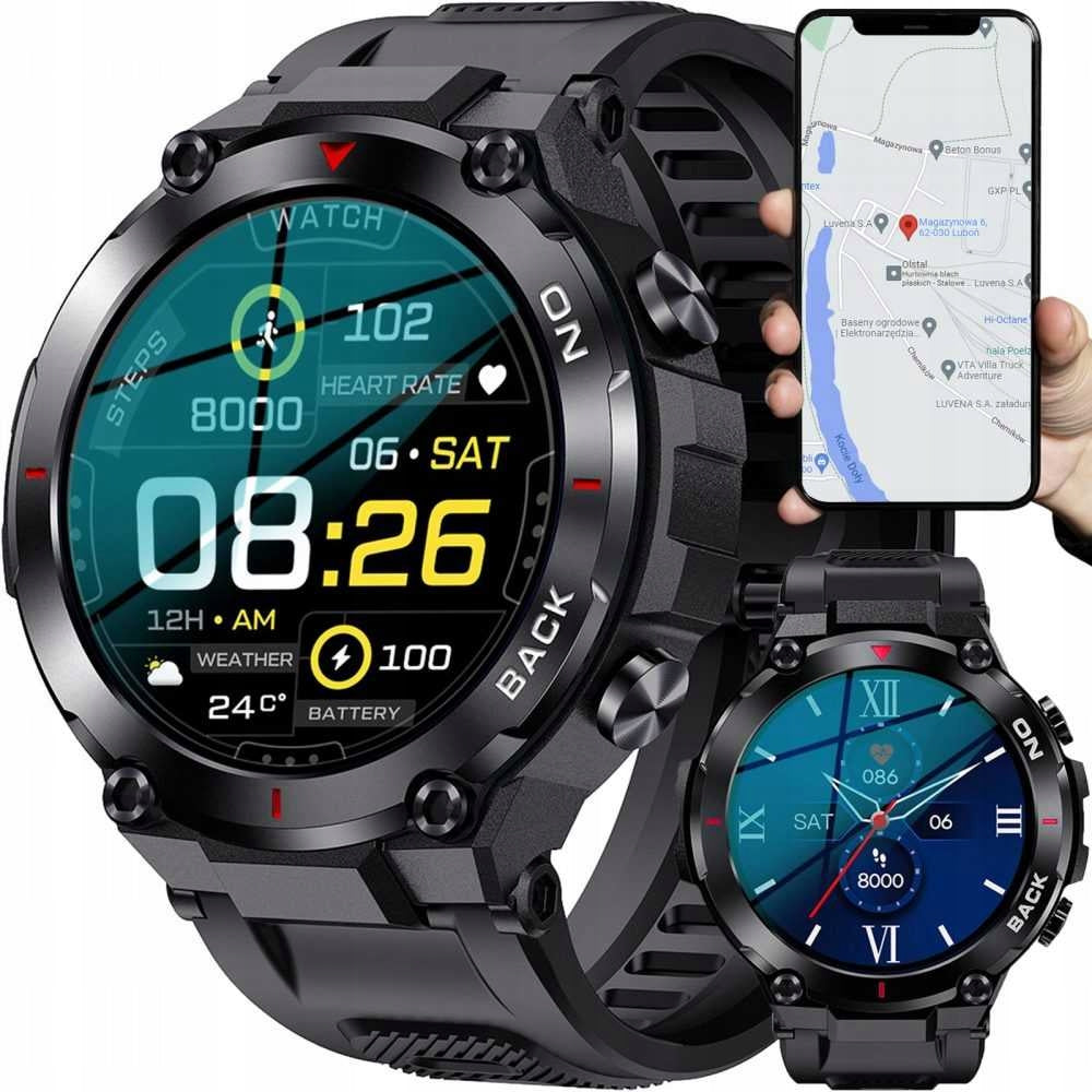 SMARTWATCH WITH GPS MEN'S WATCH POLISH MENU 480mAh Color black