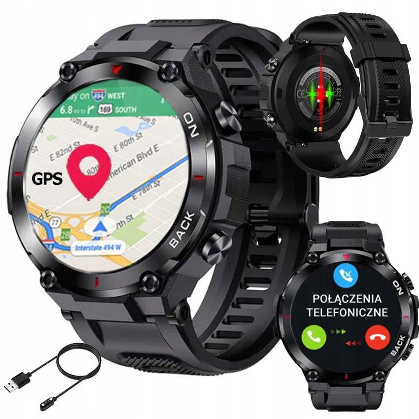 SMARTWATCH WITH GPS MEN'S WATCH POLISH MENU 480mAh