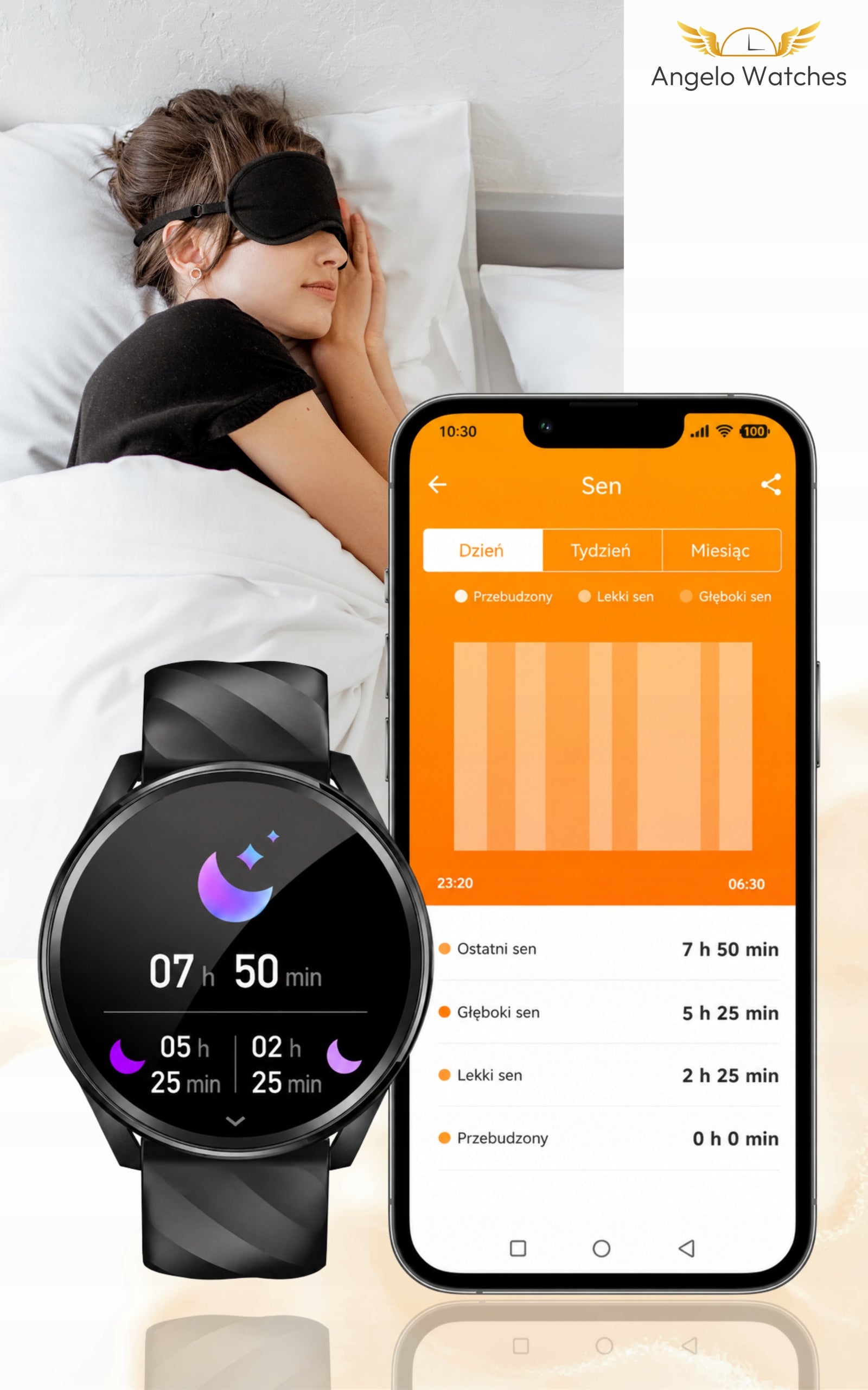 SMARTWATCH WOMEN'S BLUETOOTH CALLS HEART RATE NOTIFICATIONS SPORT SLEEP MENU PL Brand Angelo Watches