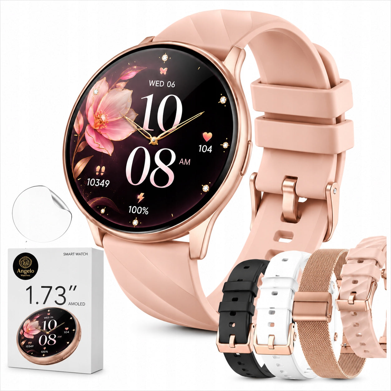 SMARTWATCH WOMEN'S BLUETOOTH CALLS HEART RATE NOTIFICATIONS SPORT SLEEP MENU PL