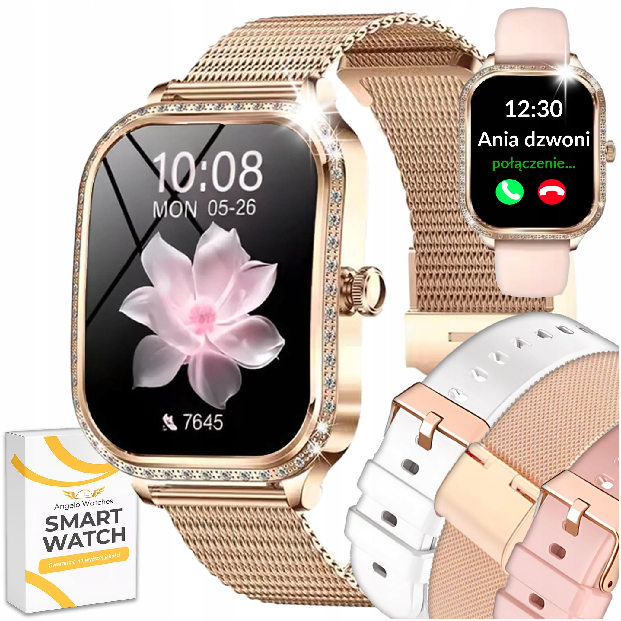 SMARTWATCH WOMEN'S CONVERSATION BT SPORT HEART RATE NOTIFICATIONS 3 BAR MENU POLISH