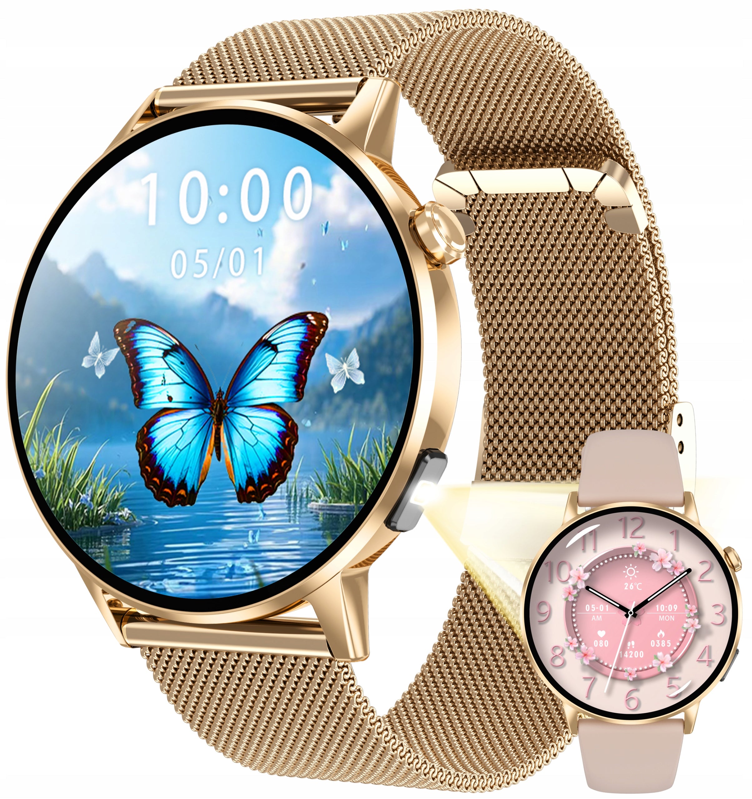 SMARTWATCH WOMEN'S FLASHLIGHT AMOLED BLOOD PRESSURE MONITOR HRV GLUCOSE MEASUREMENT TALK