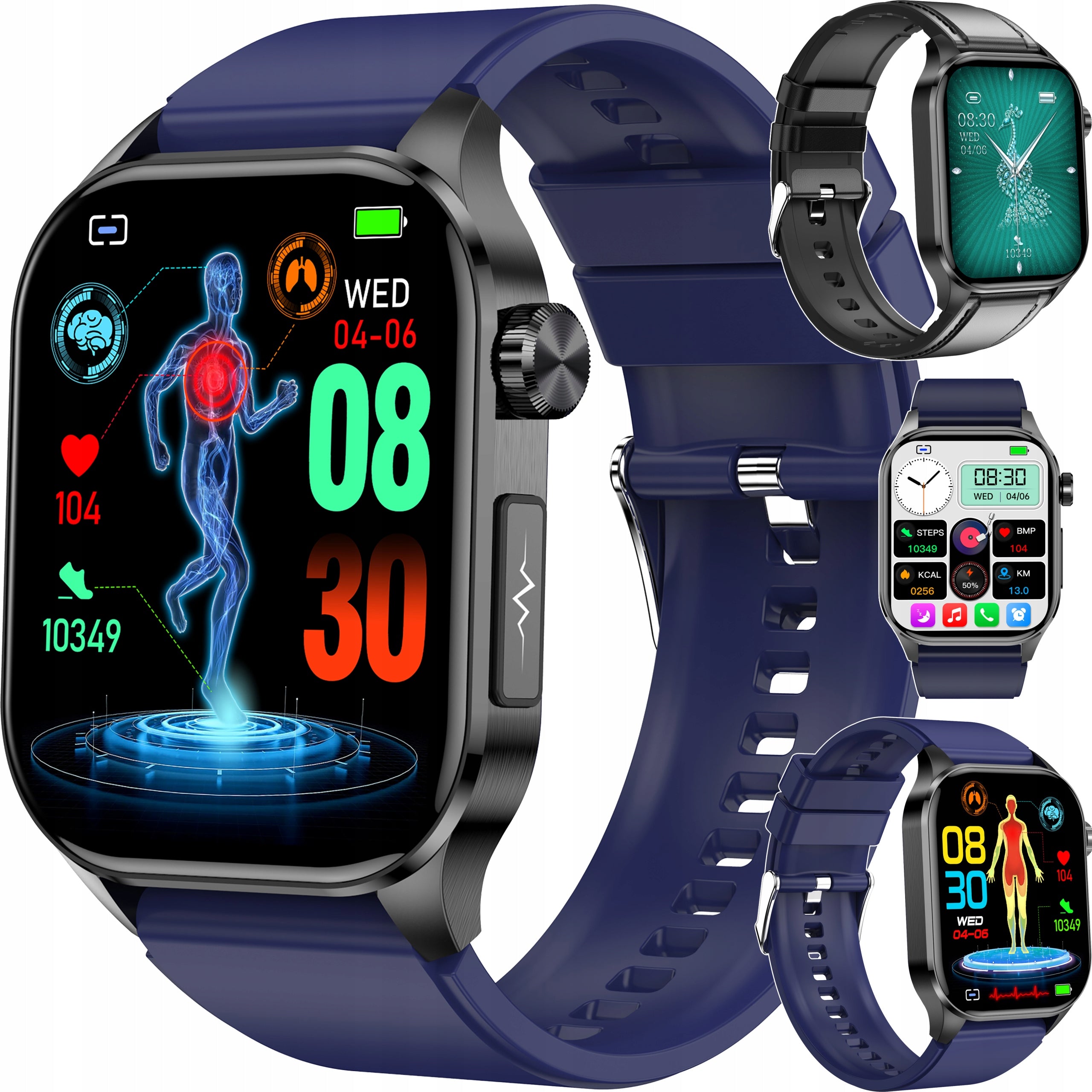 SMARTWATCH WOMEN'S MEN'S Cardiowatch Glucose ECG Pressure BMI AMOLED menuPL
