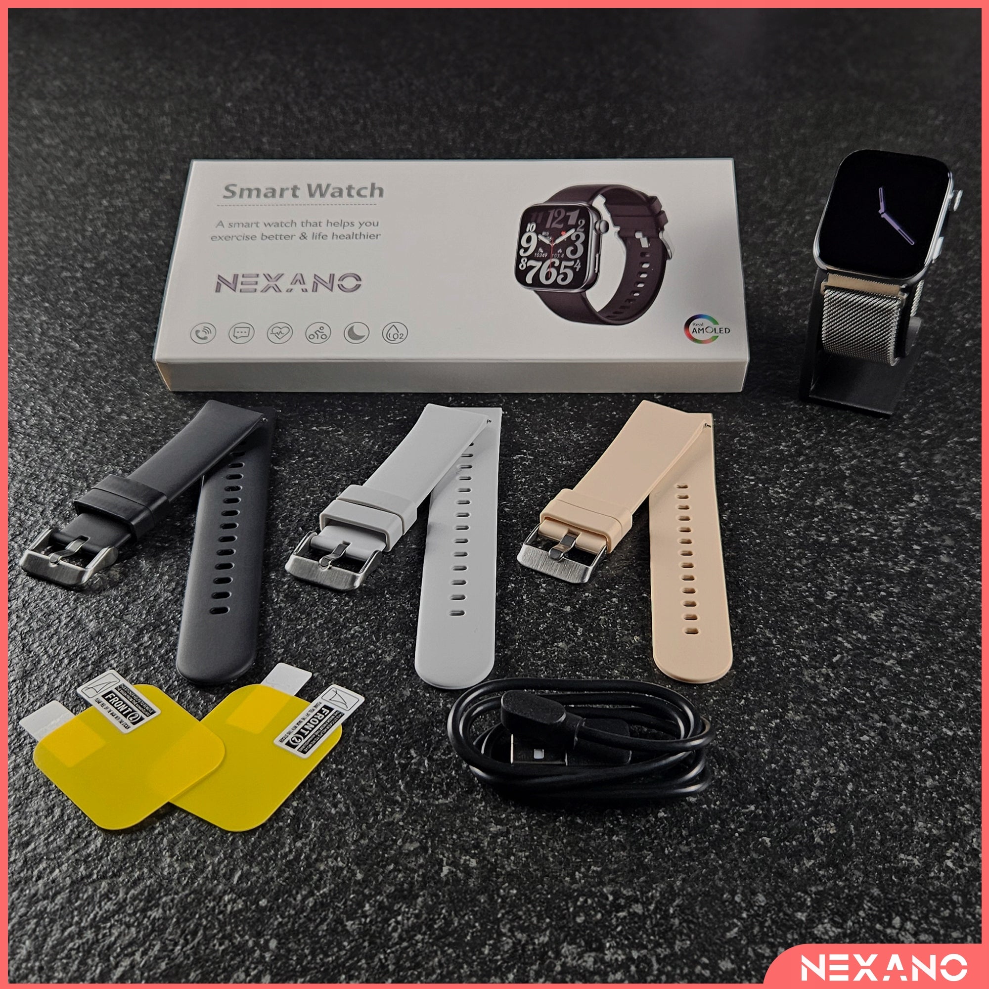 SMARTWATCH WOMEN'S SMART WATCH CONVERSATION PL MENU POLISH SPORT 4 STRIPES Packaging status original