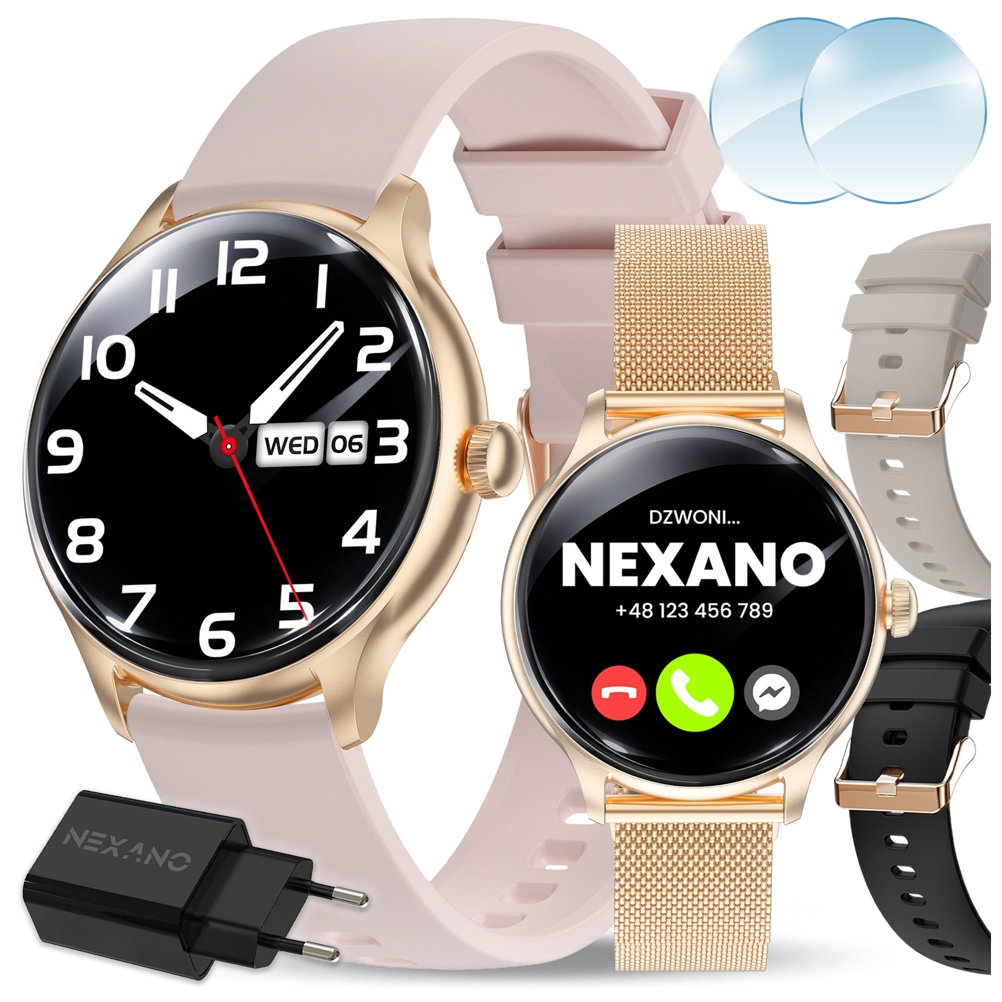 SMARTWATCH WOMEN'S WATCH AMOLED MENU PL TALK SMS HEALTH GOLD 4 STRIPES