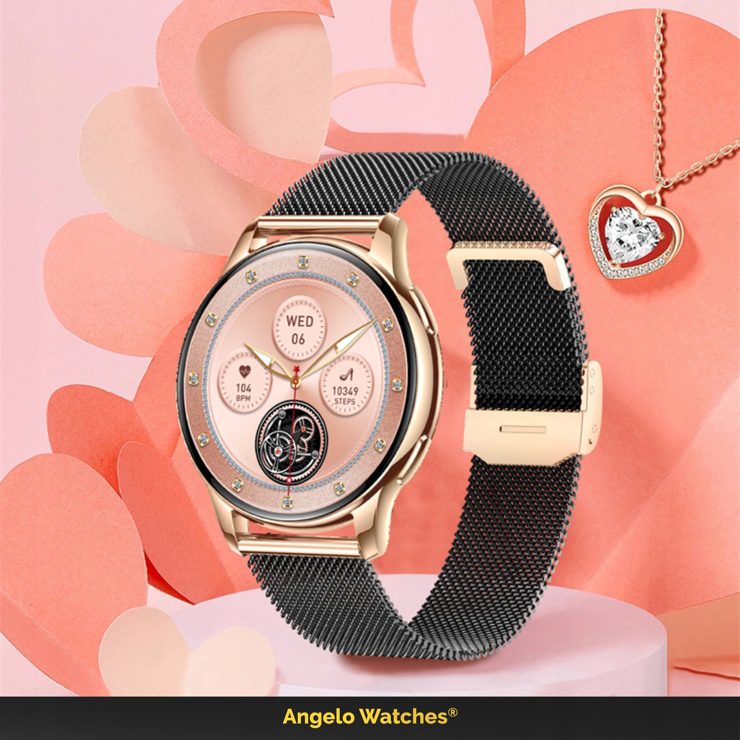 SMARTWATCH WOMEN'S WATCH CALL PRESSURE NOTIFICATION AMOLED MENU PL Brand Angelo Watches