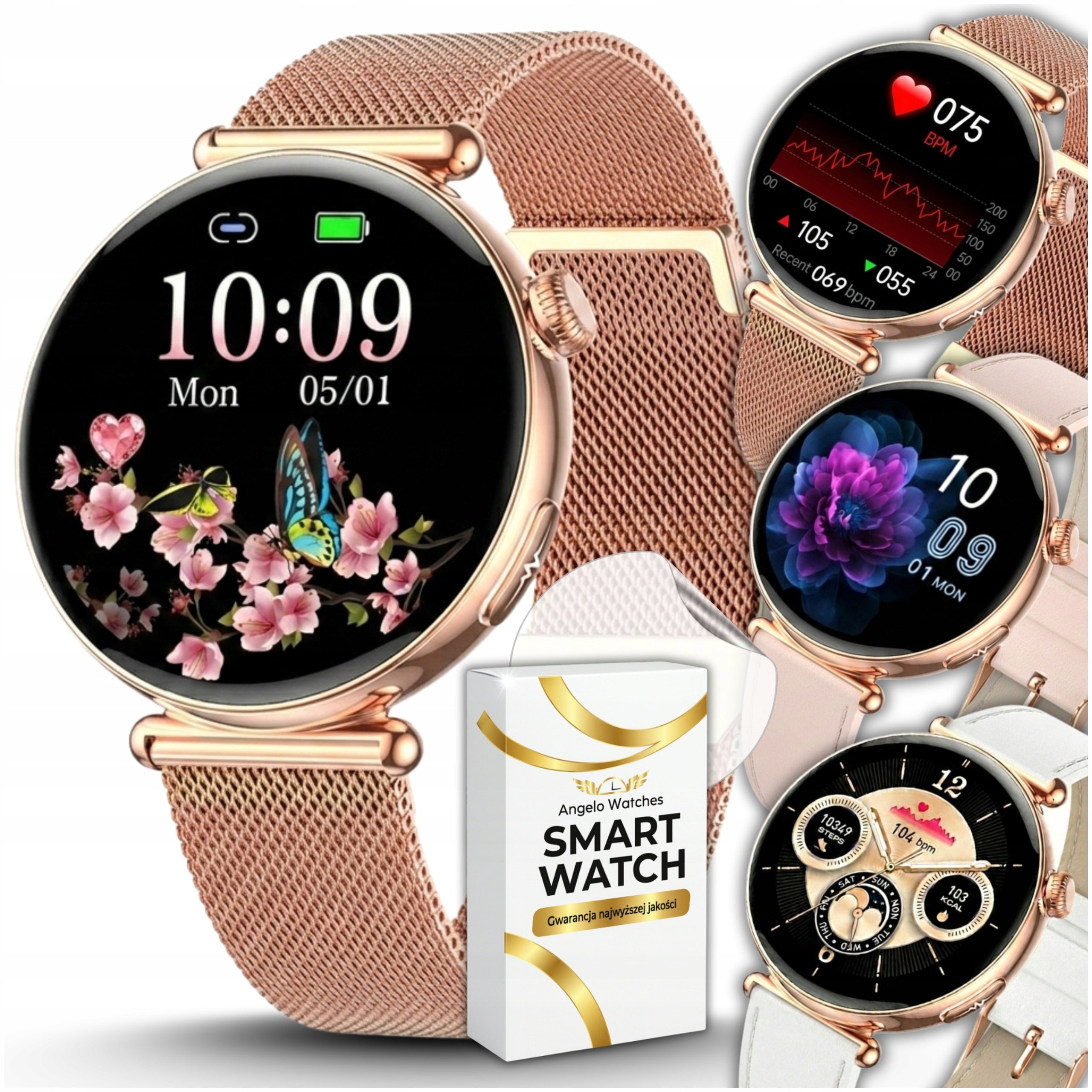 SMARTWATCH WOMEN'S WATCH CARDIOWATCH EKG CALL PRESSURE HRV BPM MENU PL