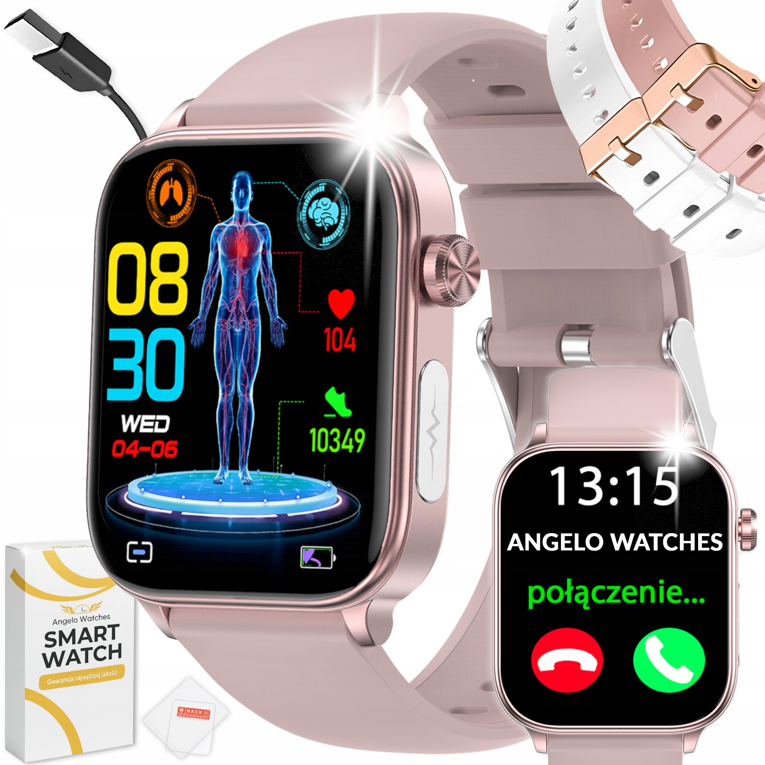 SMARTWATCH WOMEN'S WATCH CARDIOWATCH EKG SMS PRESSURE HRV TALK MENU PL