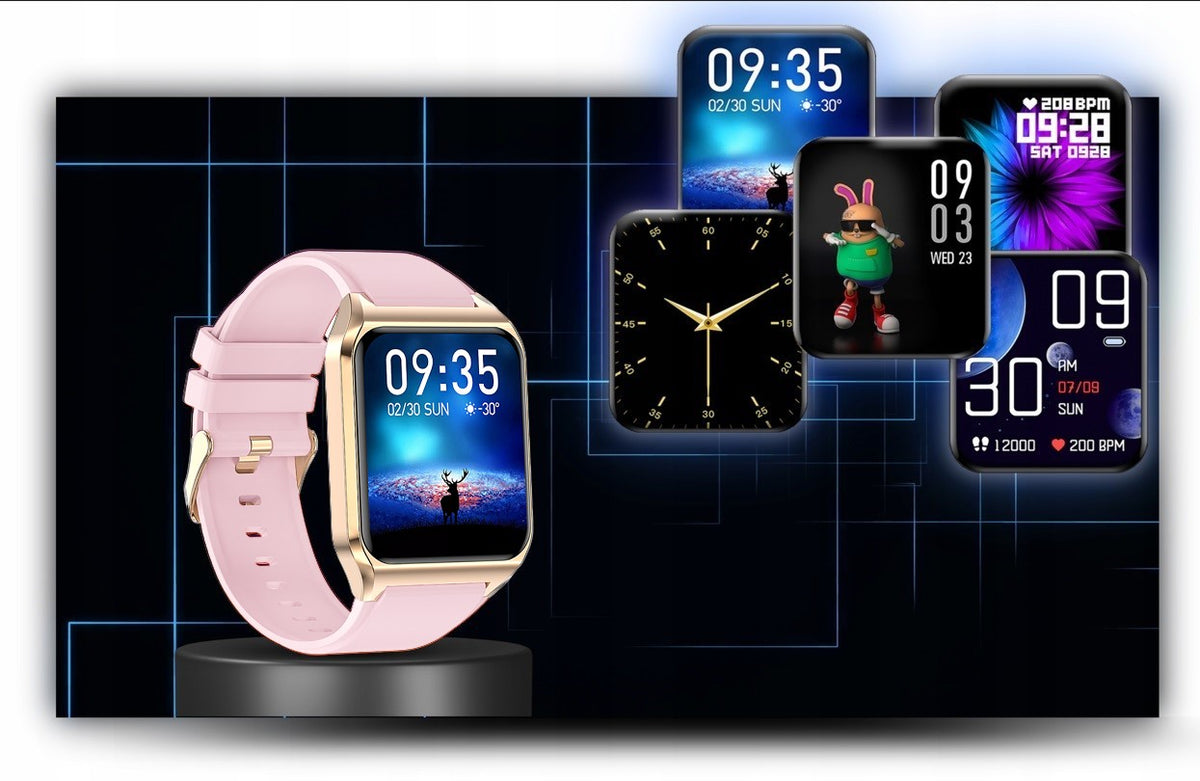 SMARTWATCH WOMEN'S WATCH +ENGRAVING CONVERSATION THERMOMETER MENU POLISH Batteries included yes